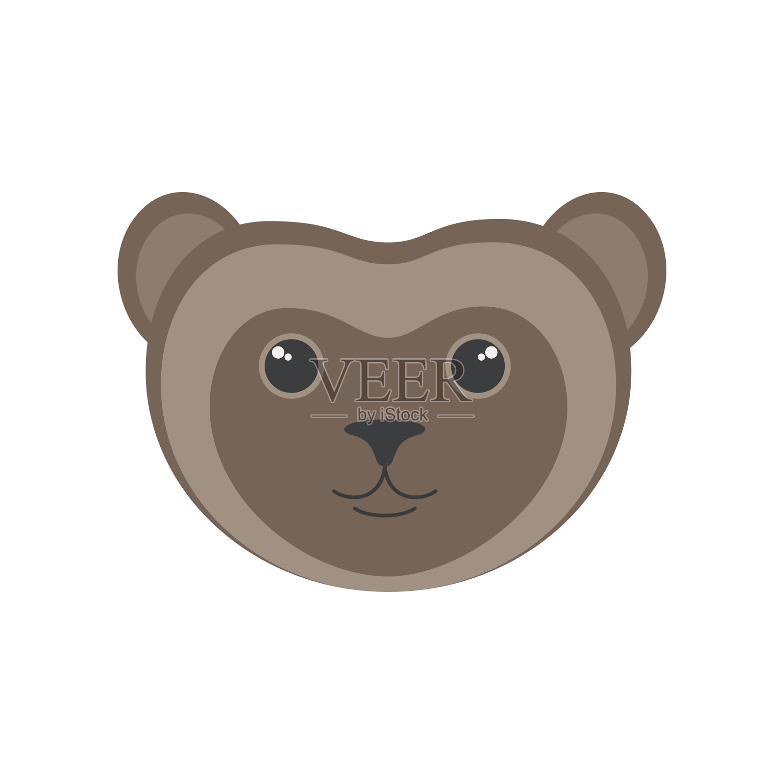 可爱的熊脸，头像棕色野生森林动物插画图片素材