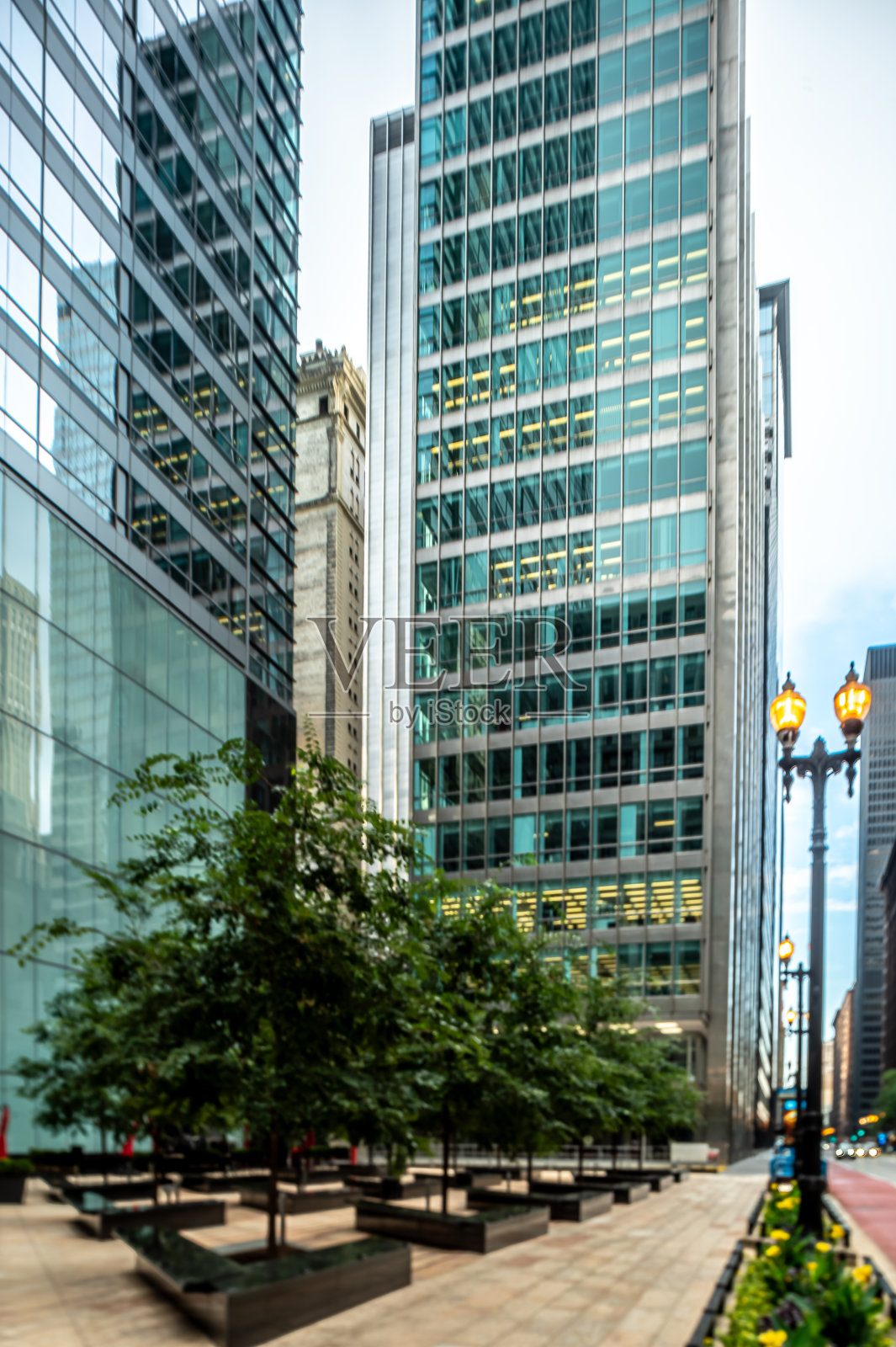 芝加哥城市的天际线和街景照片摄影图片