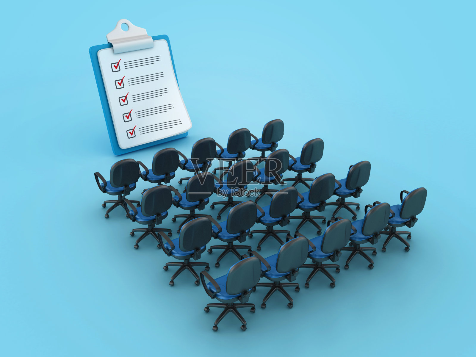 检查列表剪贴板与办公椅照片摄影图片