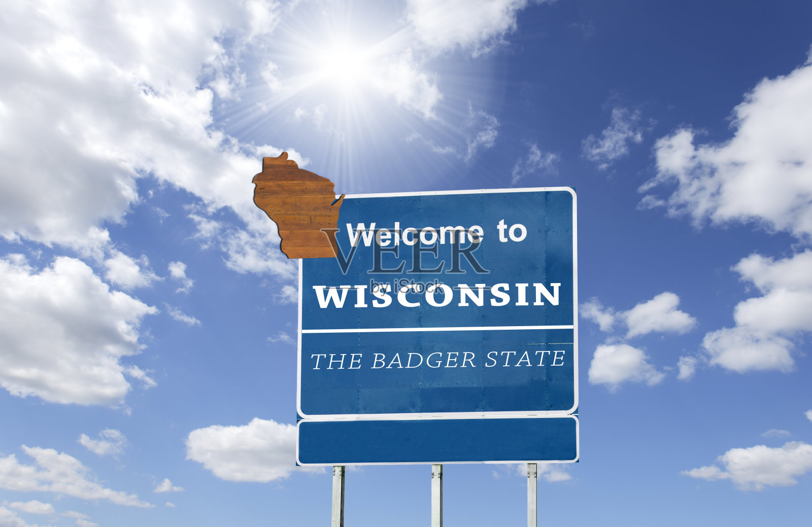 威斯康辛州欢迎路标照片摄影图片