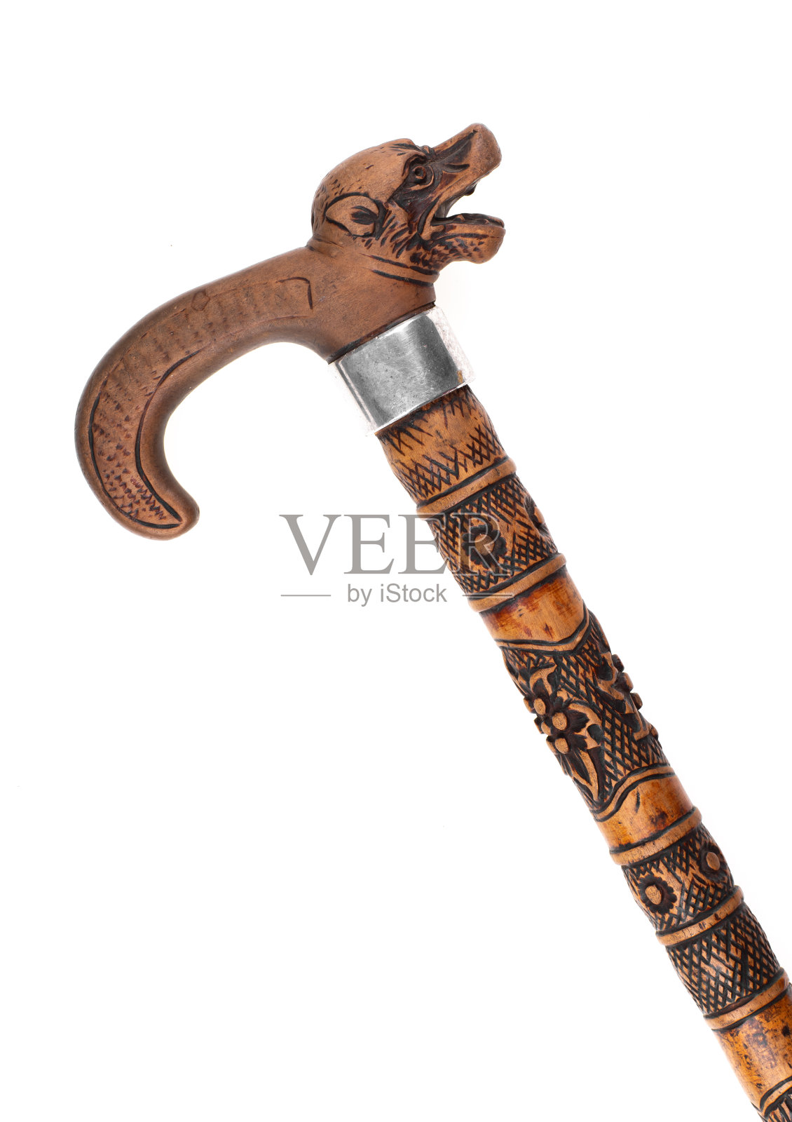 优雅的木制手杖孤立在白色的背景照片摄影图片