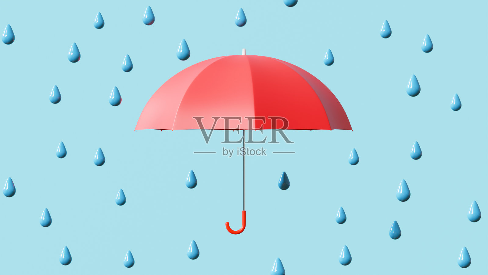 雨和伞的3D插图。天气图像照片摄影图片