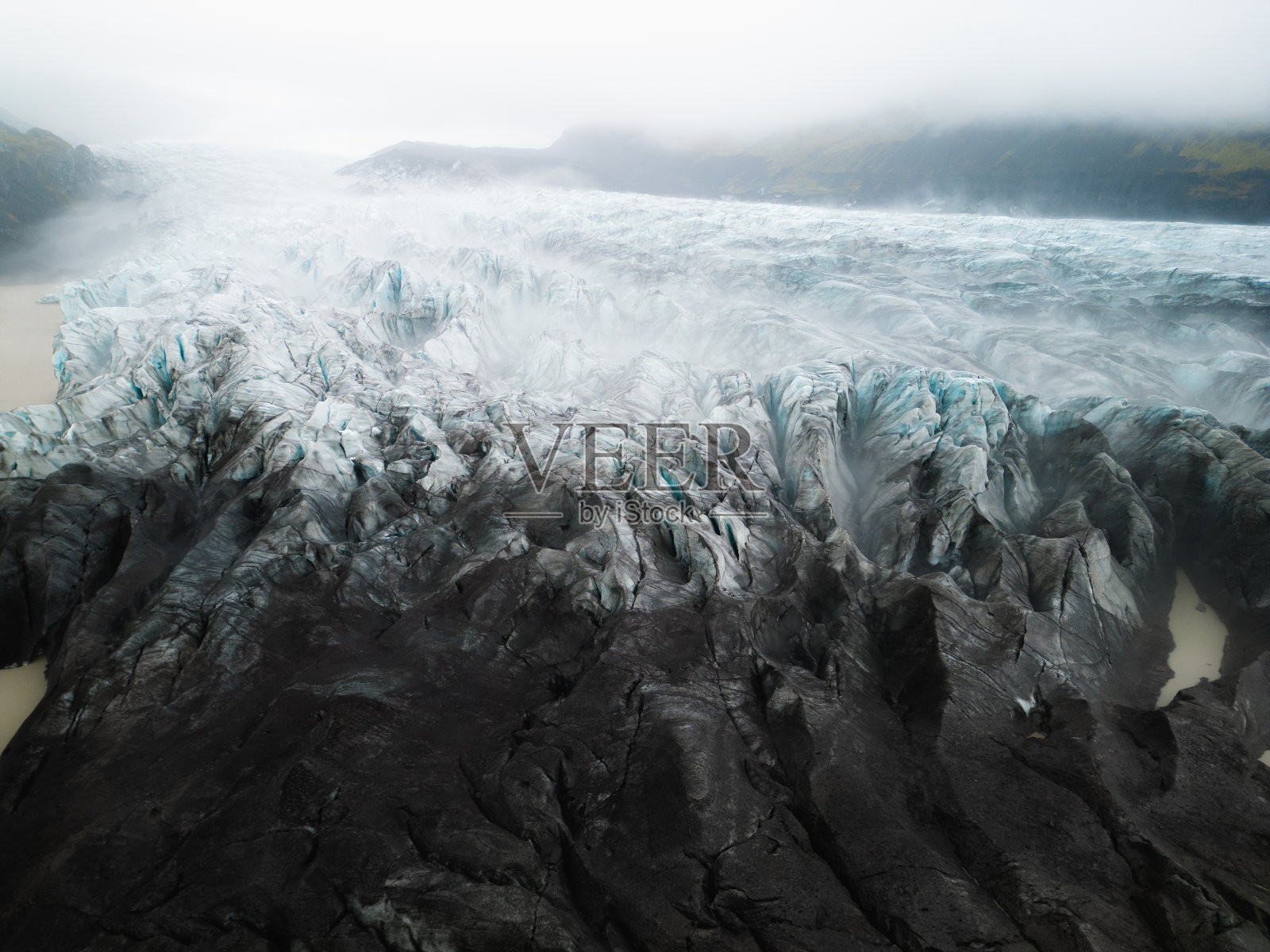 冰岛Svinafellsjokull冰川鸟瞰图美丽的冰岛风景照片摄影图片