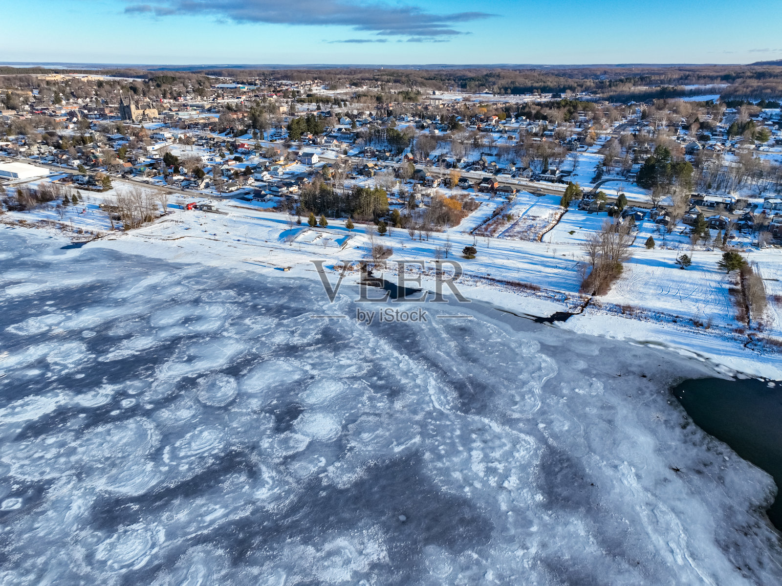 冬天在加拿大安大略省蒂尼的Penetanguishene和扶轮公园照片摄影图片