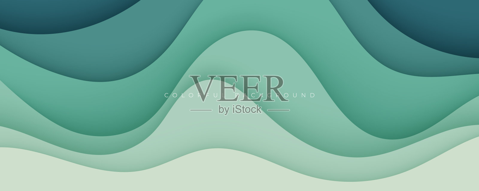 抽象绿色波维图层背景矢量设计。插画图片素材