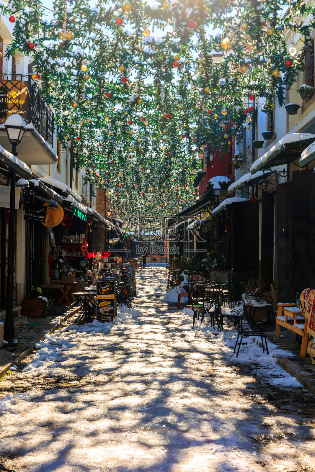 Korçë老集市，阿尔巴尼亚老城区照片摄影图片