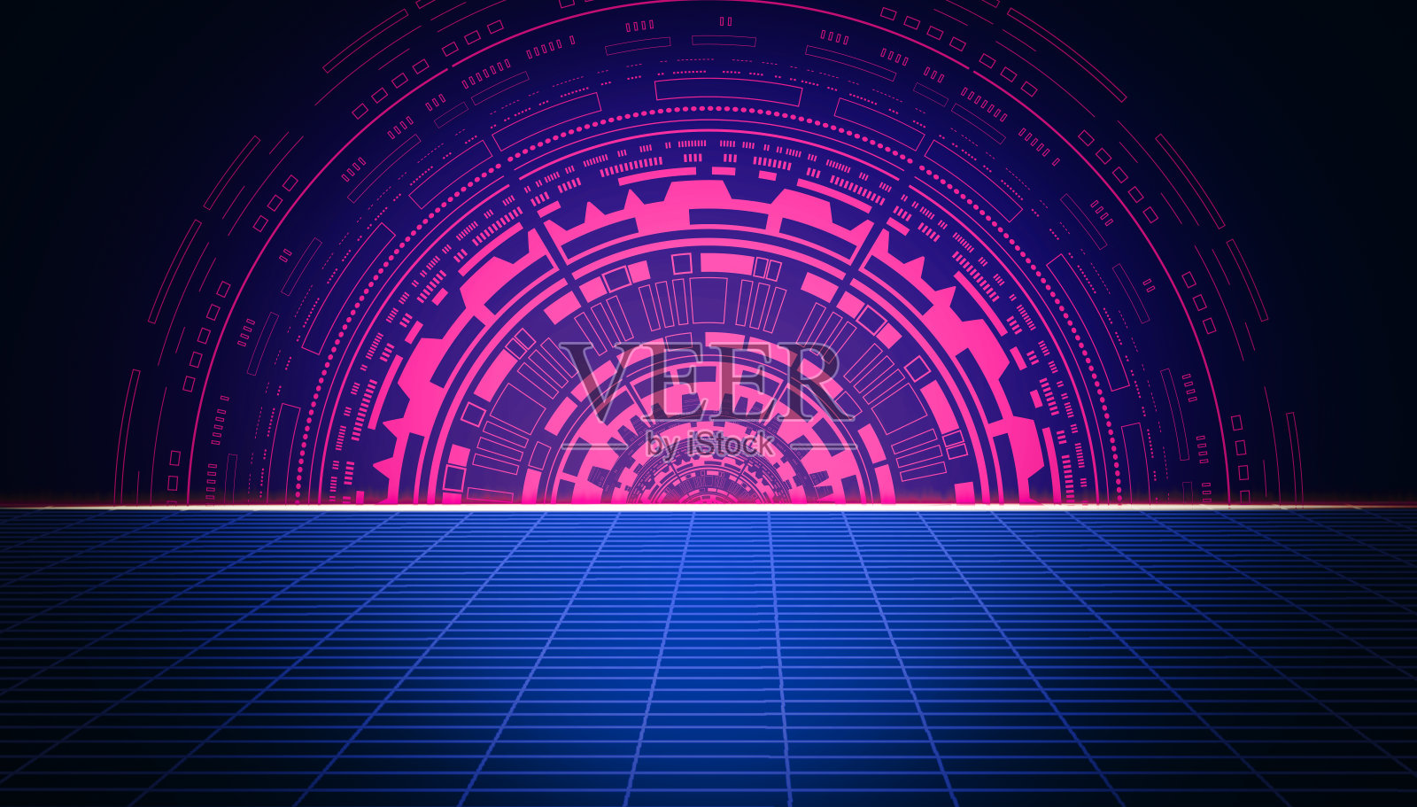 抽象的未来技术背景- HUD设计-鲜艳的颜色插画图片素材