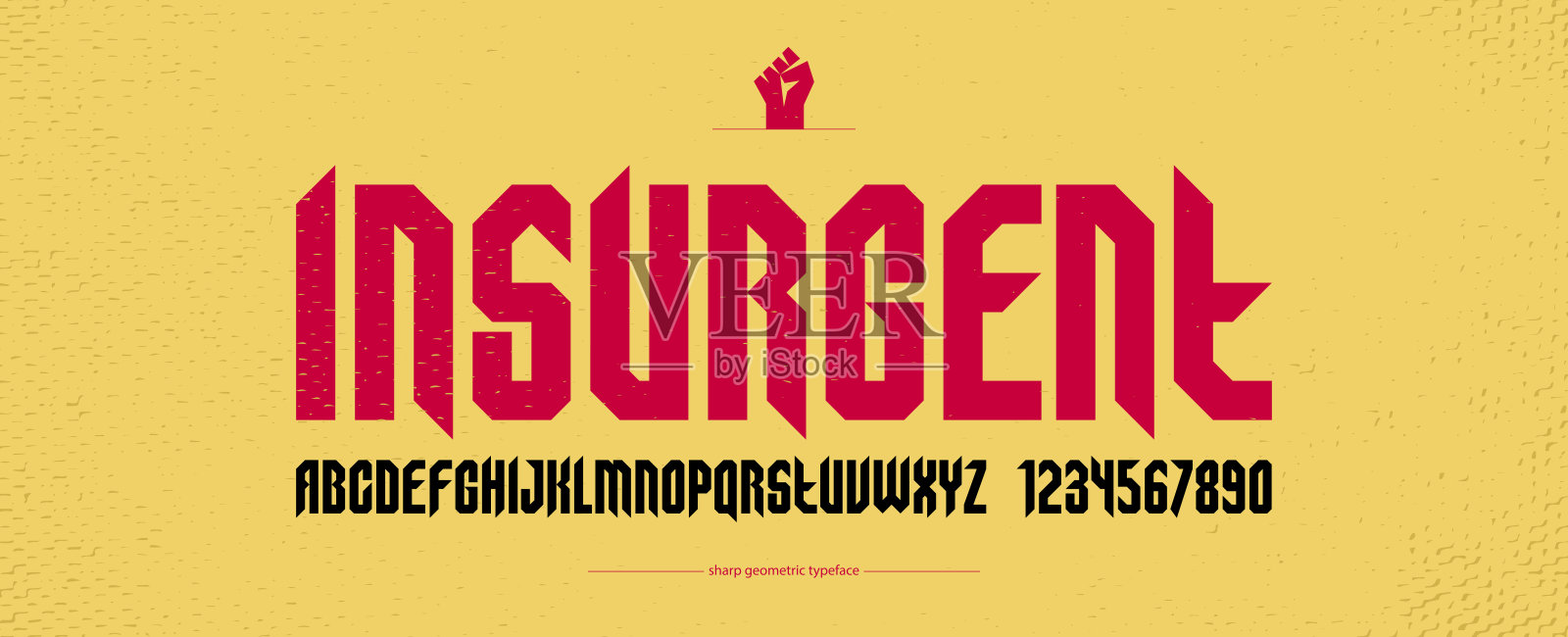 锐利和大胆的哥特式字体为标志创建的标题，前卫的几何现代矢量字体，重金属和硬摇滚风格的字母与数字。插画图片素材