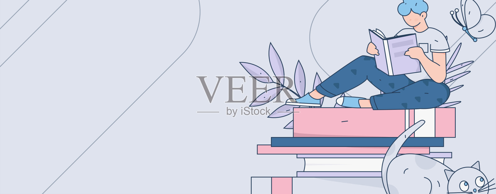 教育和学习的人平面矢量概念手绘插图插画图片素材