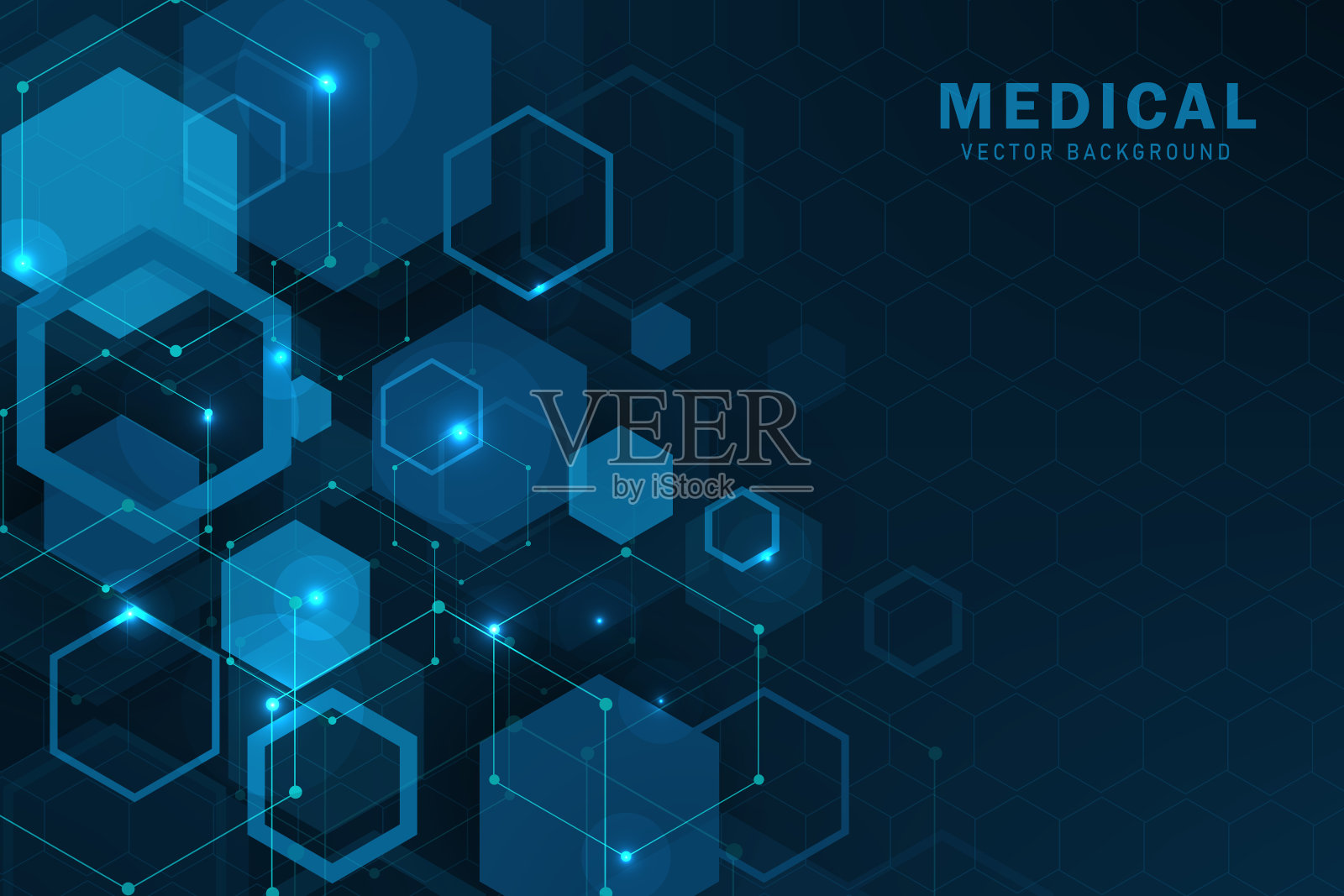 抽象技术或医学背景与六边形形状图案插画图片素材