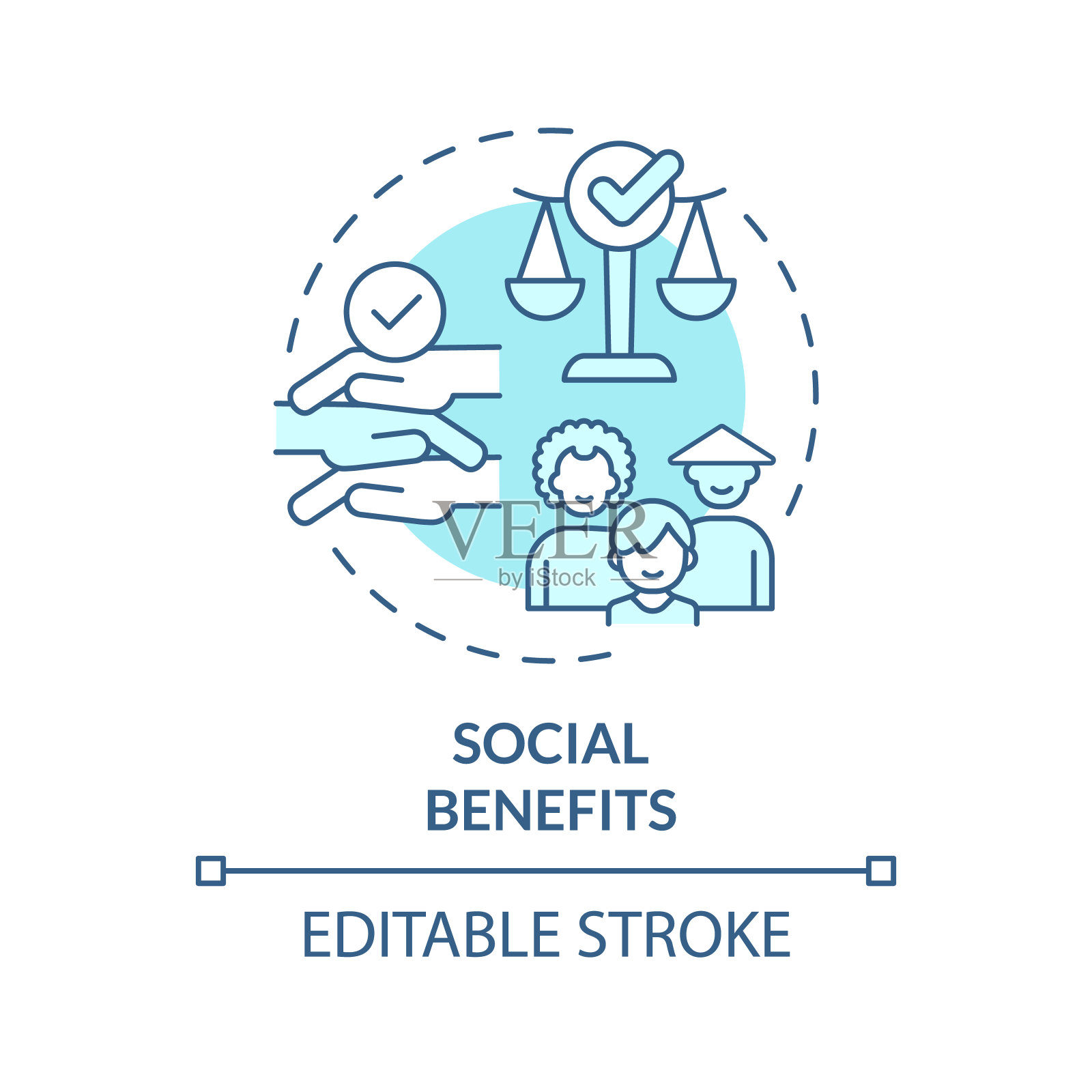 社会效益软蓝色概念图标插画图片素材