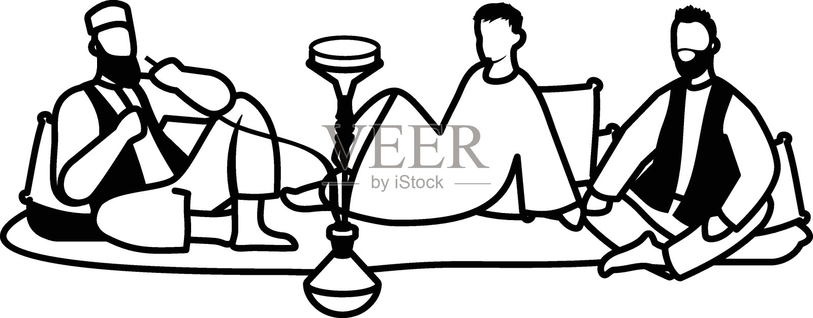 乡村社区生活矢量设计，yum -e-pakistan符号，伊斯兰共和国决议日标志3月23日国定假日插图，巴基斯坦人坐在地毯上吸烟的概念插画图片素材