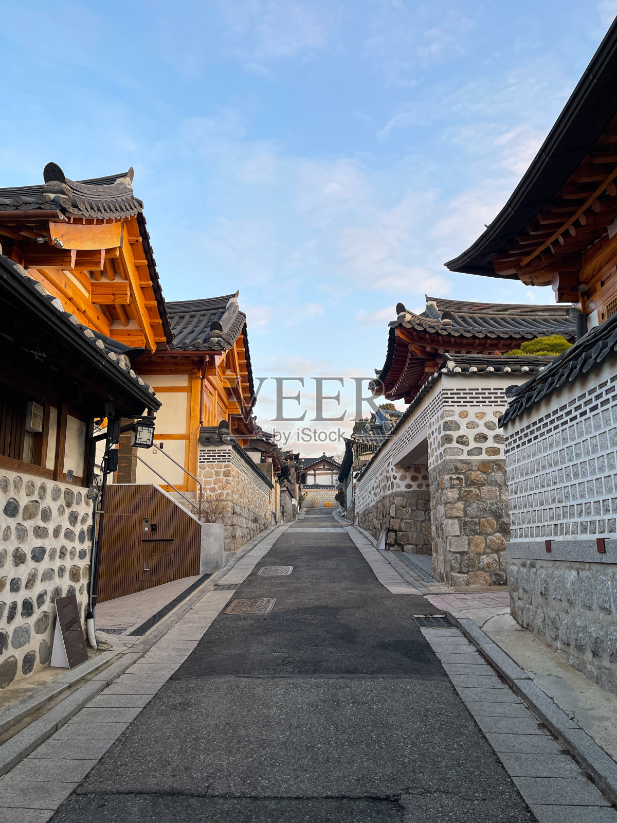 韩国传统的韩屋村照片摄影图片