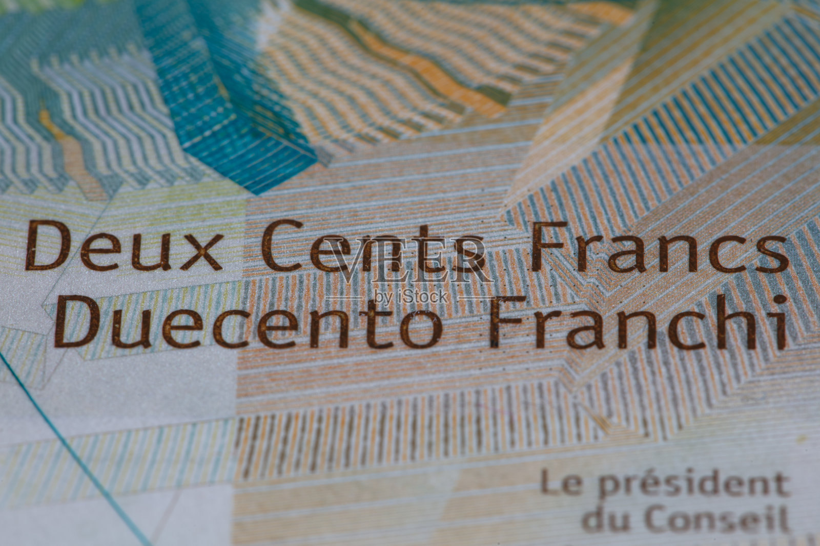 200瑞士法郎纸币特写照片摄影图片