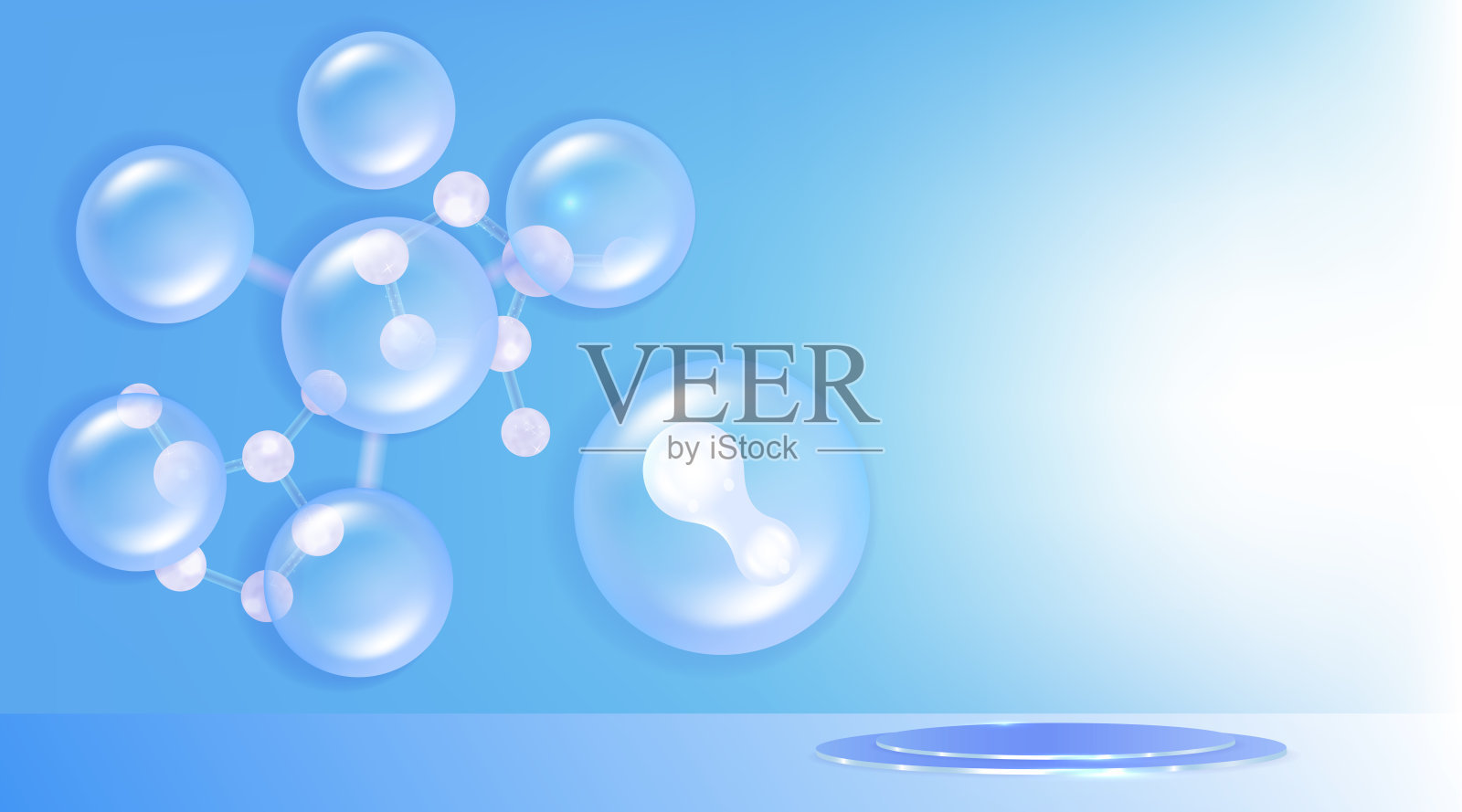 蓝色豪华背景的美容产品显示与复制空间，插图向量。插画图片素材