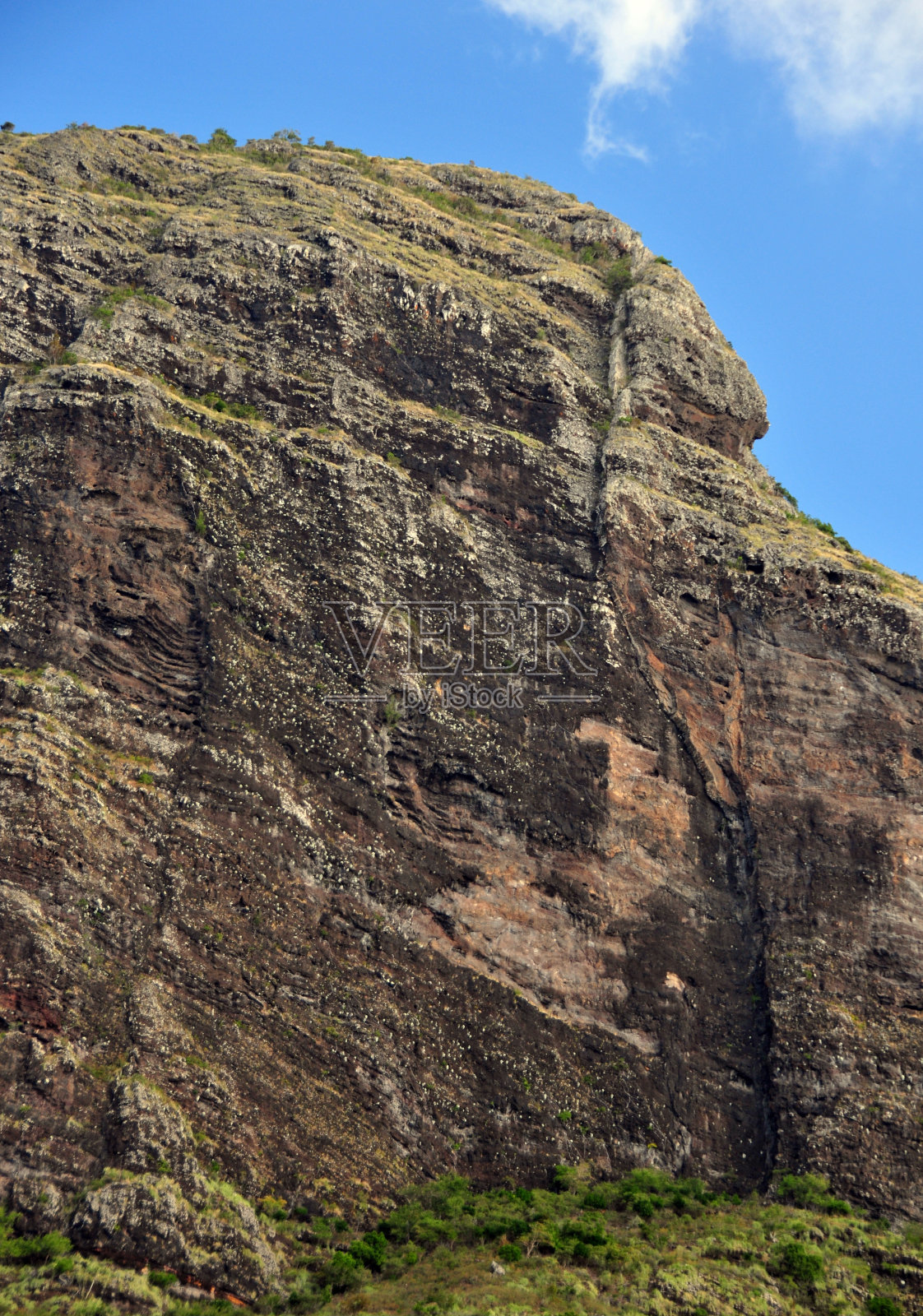 莫纳·布拉班特玄武岩巨石，有陡峭的垂直壁，毛里求斯照片摄影图片