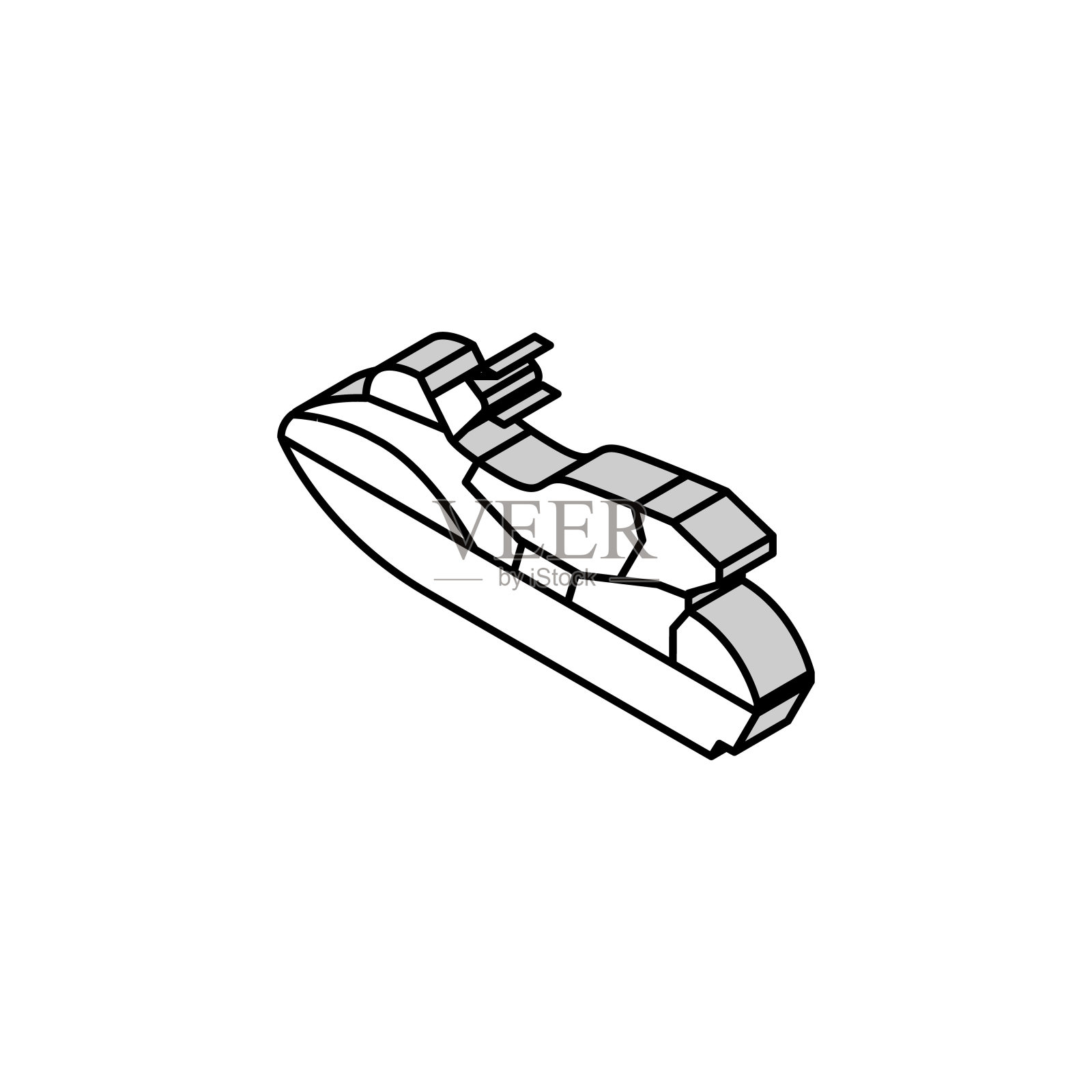 个人船舶等距图标矢量插图插画图片素材