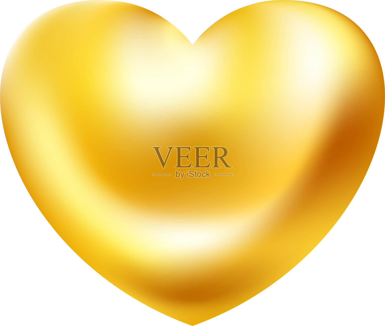 金色现实的心脏图标在白色的背景。三维矢量插图。插画图片素材