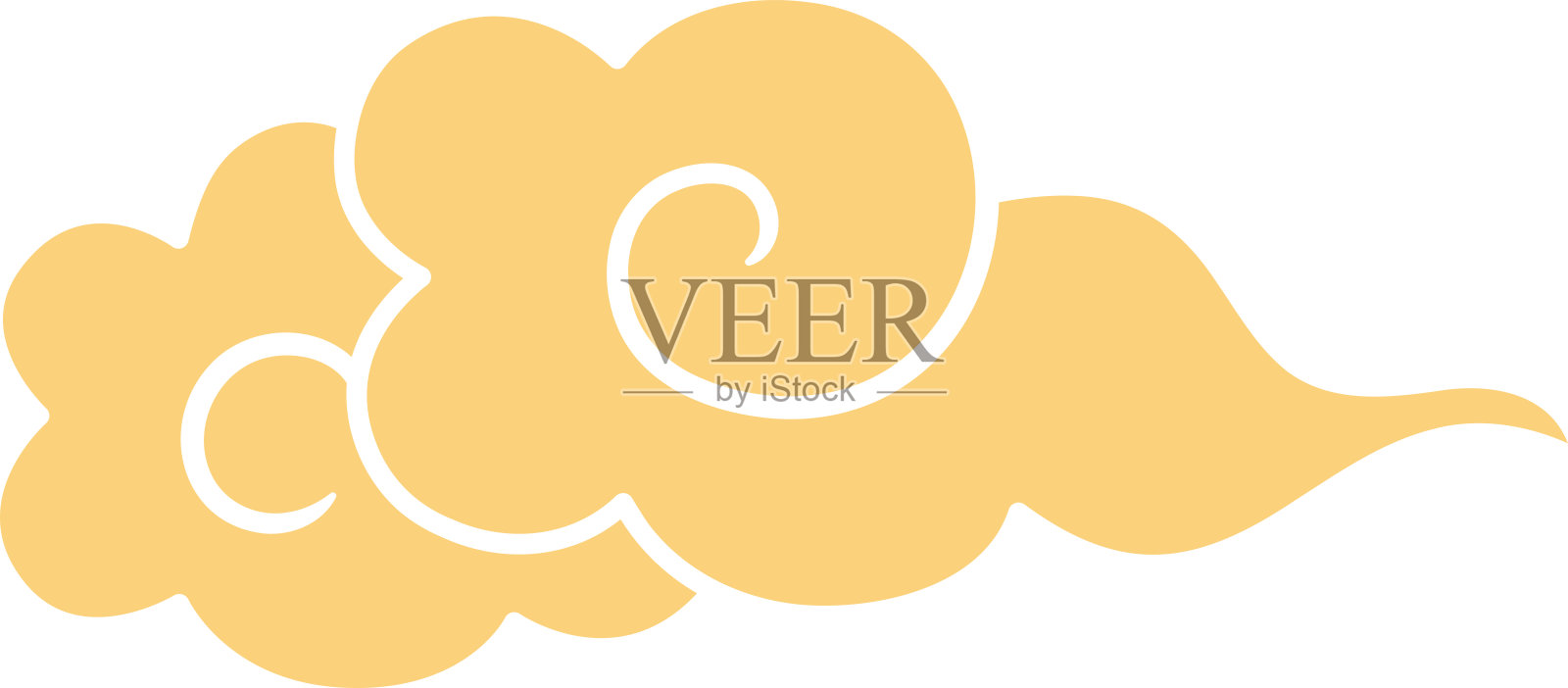 中国风云饰，亚洲新年插画和装饰品，平面设计，二维正面视图。插画图片素材