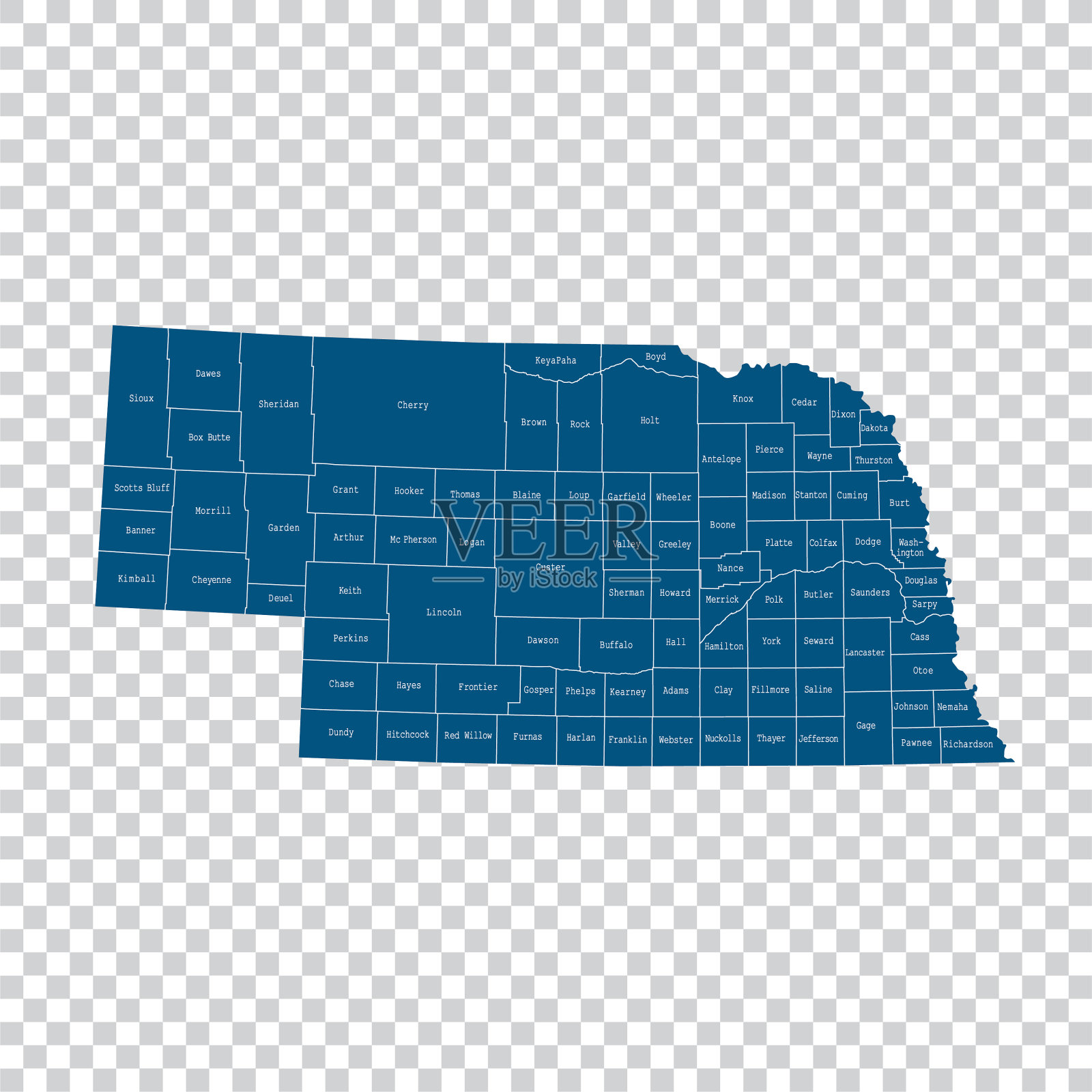 内布拉斯加州地图插画图片素材