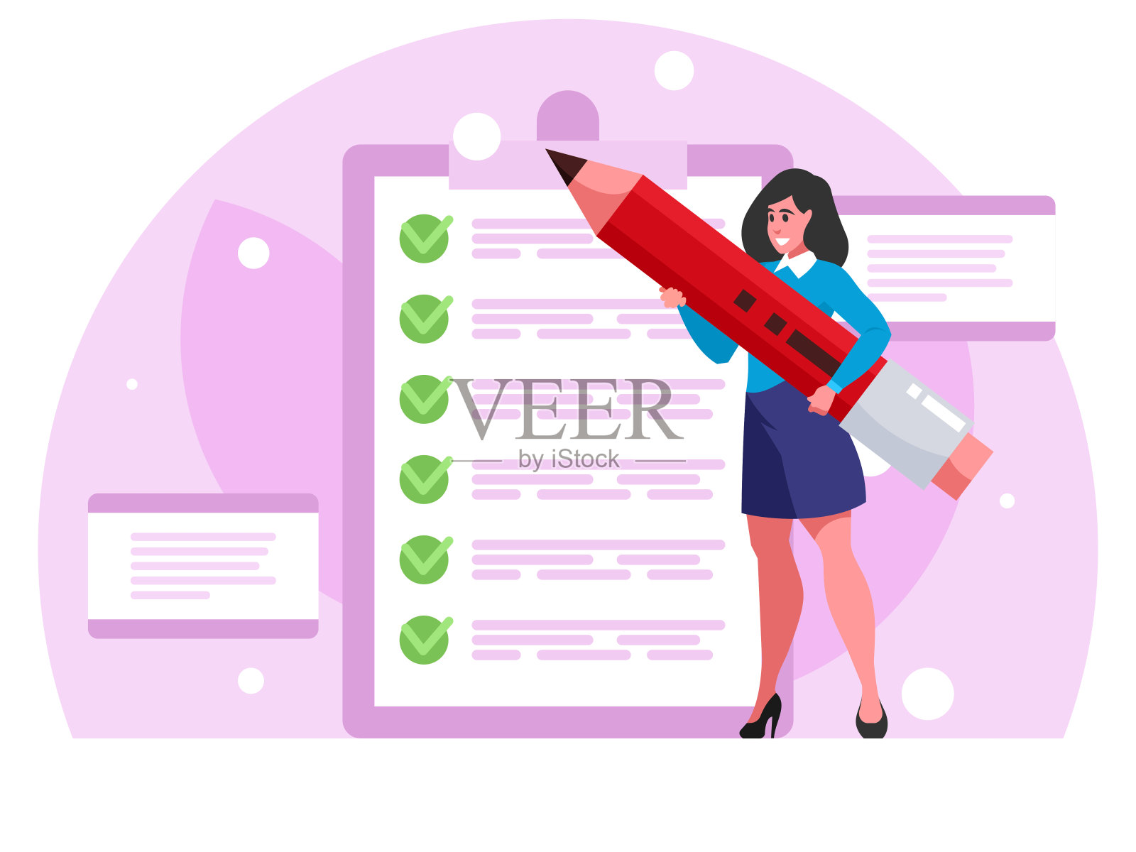 女商人完成清单插画图片素材