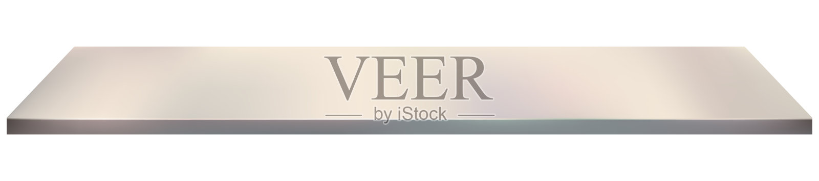 白色金属钢台面，厨房装饰的空粉红色架子。矢量灰色不锈钢模型，铁桌面在白色背景与聚光灯。吧台台面元素用于产品展示插画图片素材