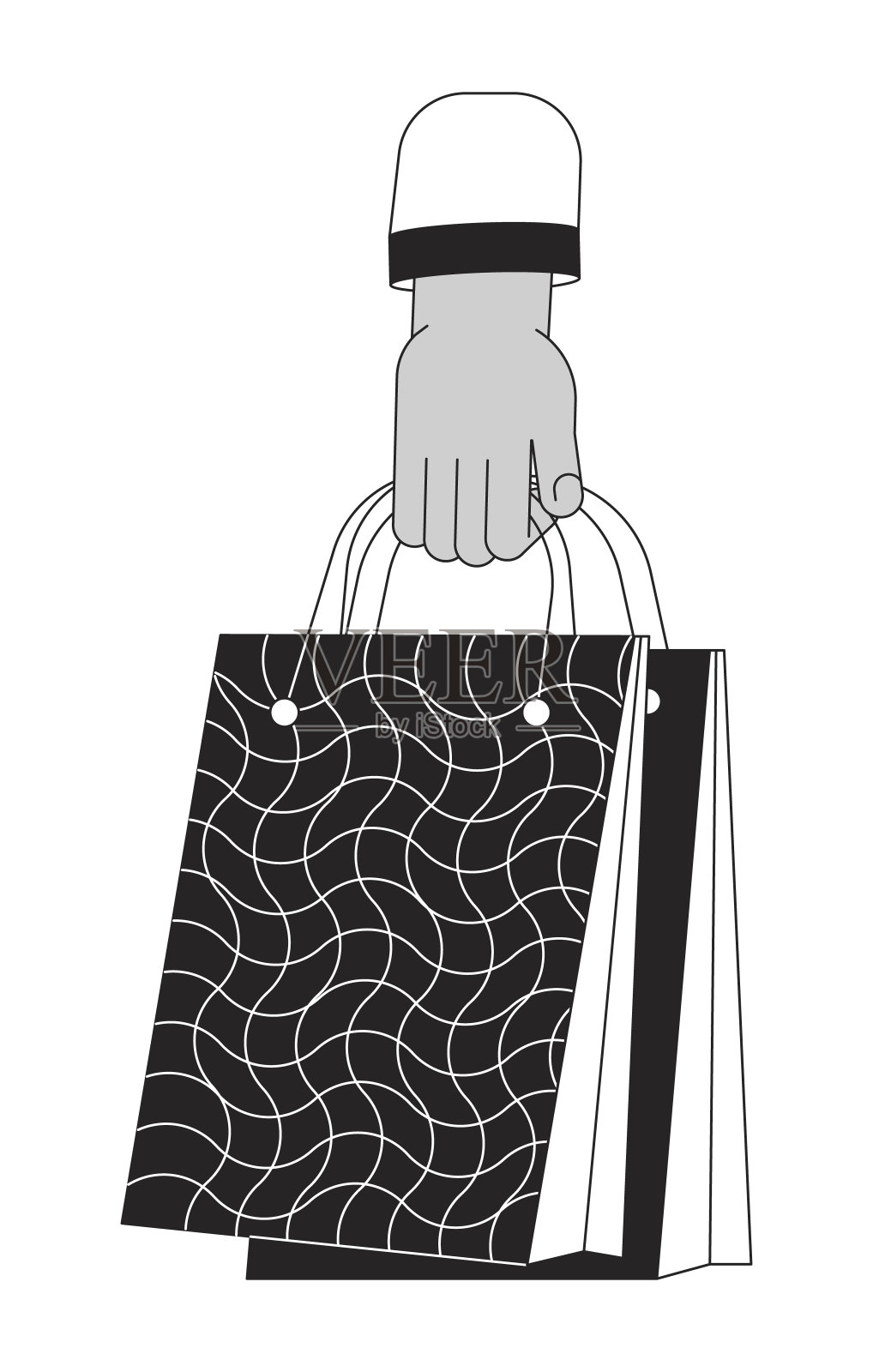 南亚手握礼品袋卡通人的手轮廓插图插画图片素材