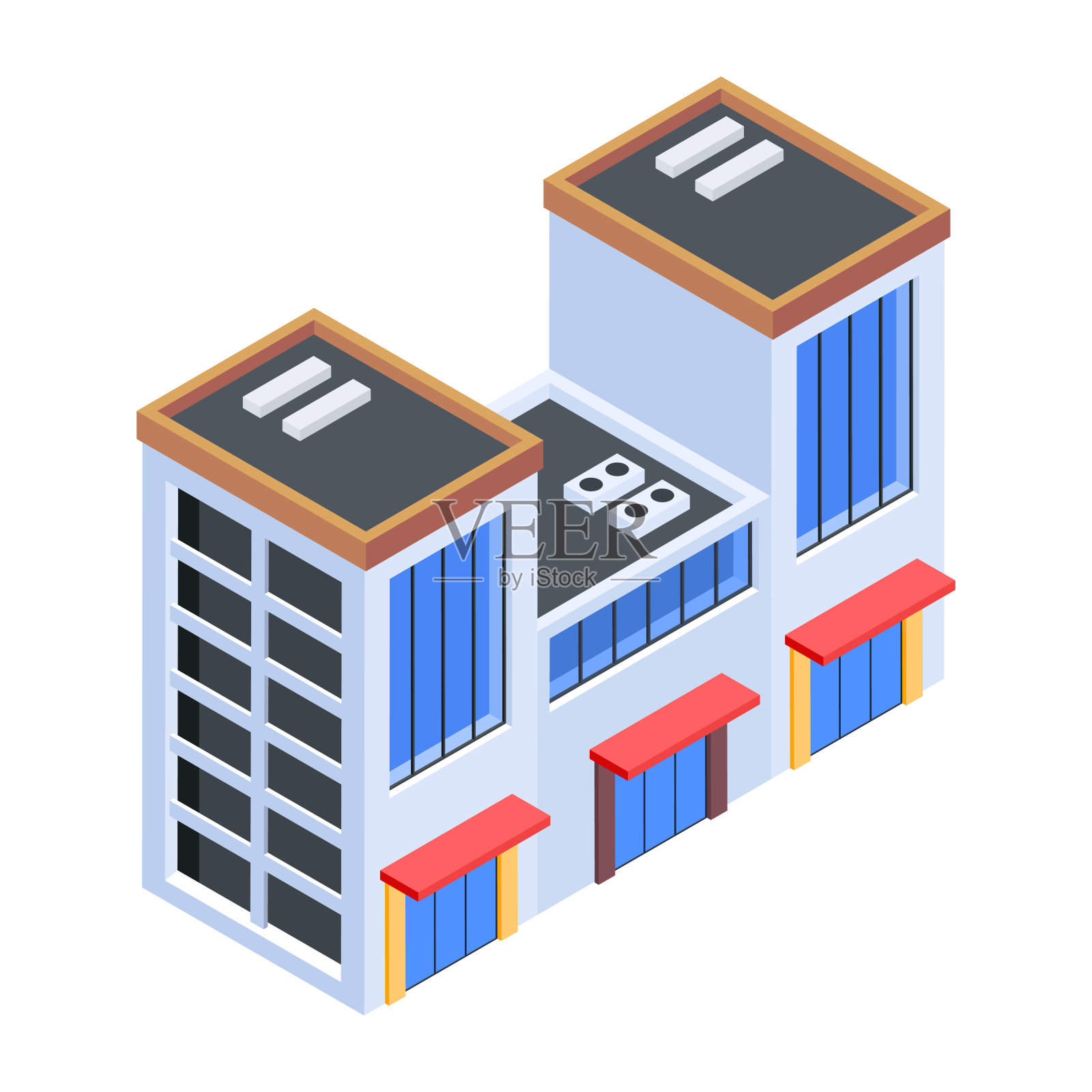 城市建筑等距图标插画图片素材