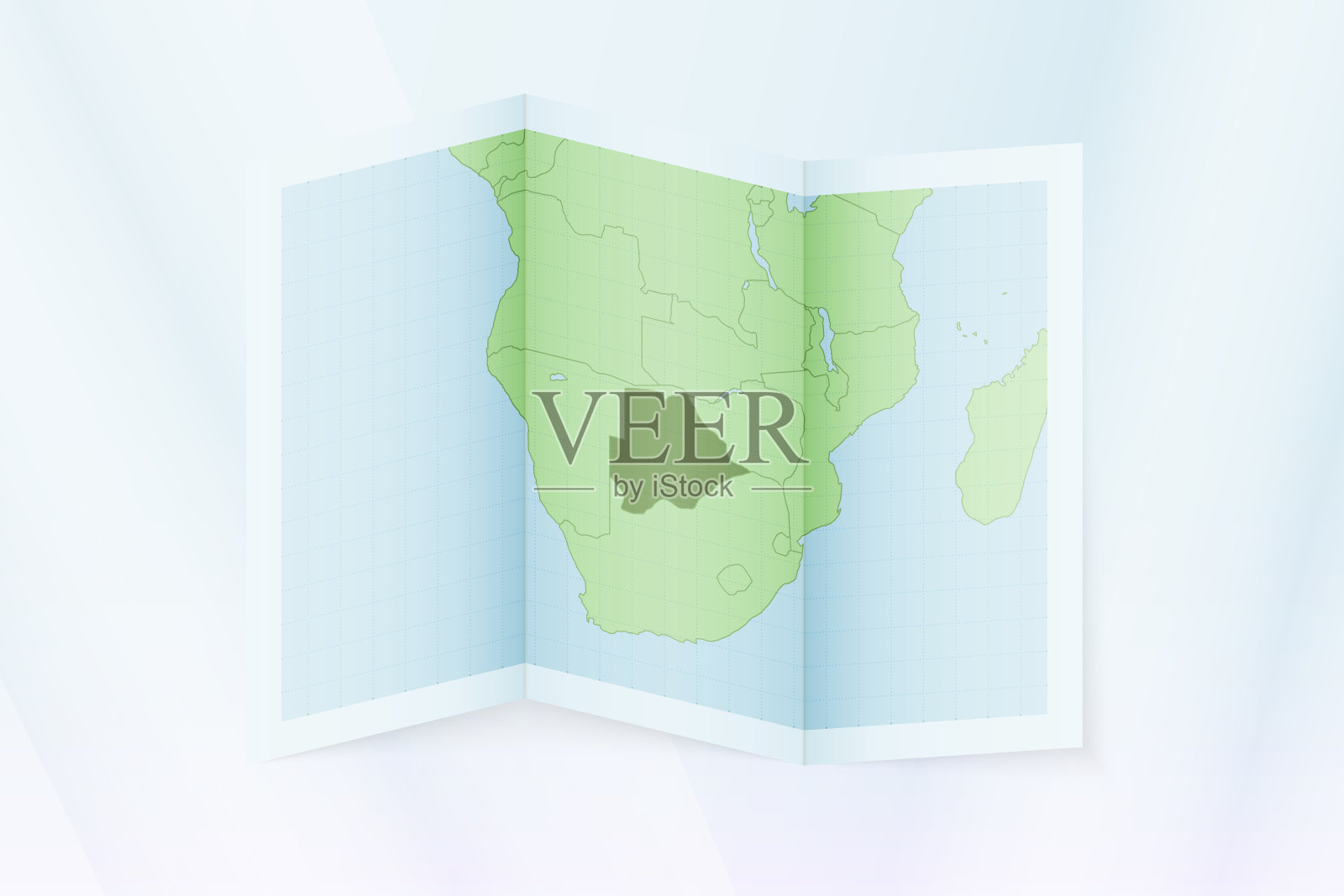 博茨瓦纳地图，折叠纸博茨瓦纳地图。插画图片素材