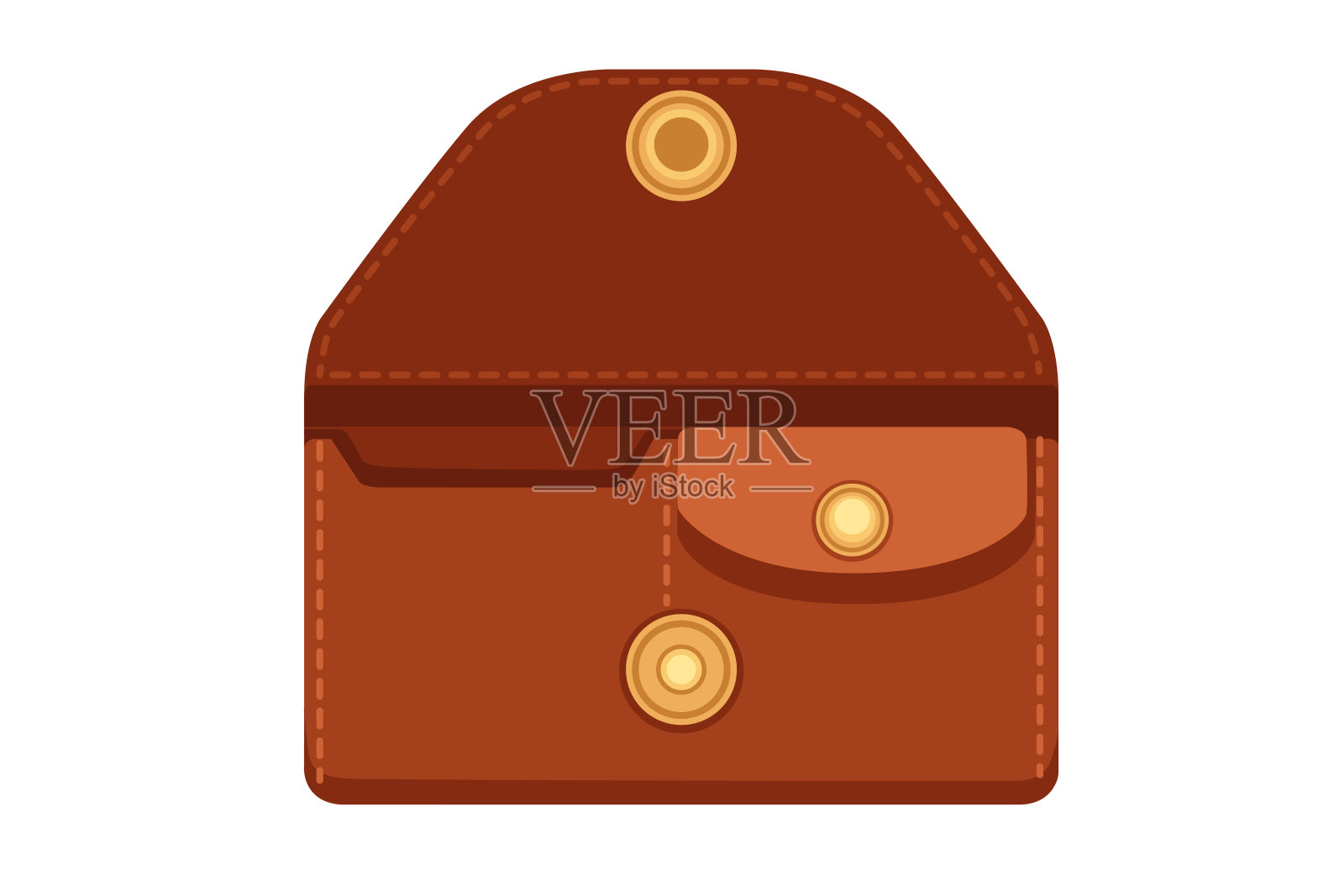 空棕色皮革钱包经典复古设计矢量插图孤立的白色背景插画图片素材