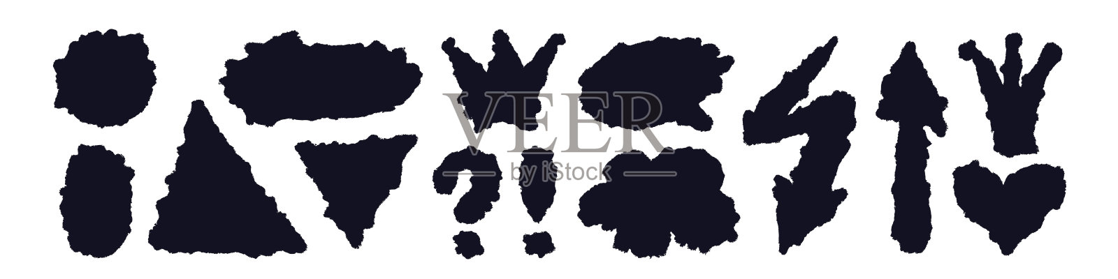 抽象形状的皇冠，纸云，粗糙的箭插画图片素材