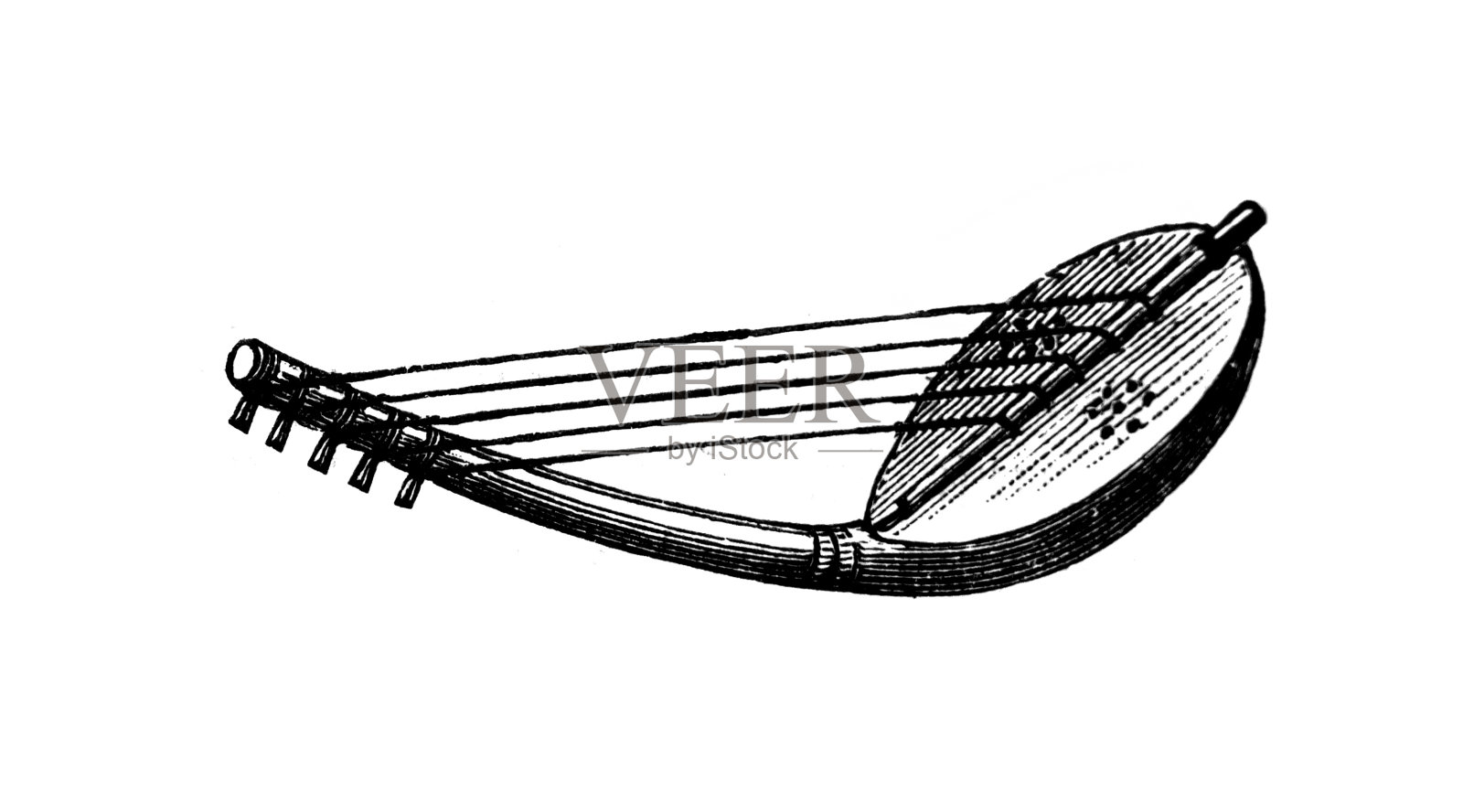 古书《音乐史》中的古埃及弦乐器，作者瑙曼，1897年，圣彼得堡插画图片素材