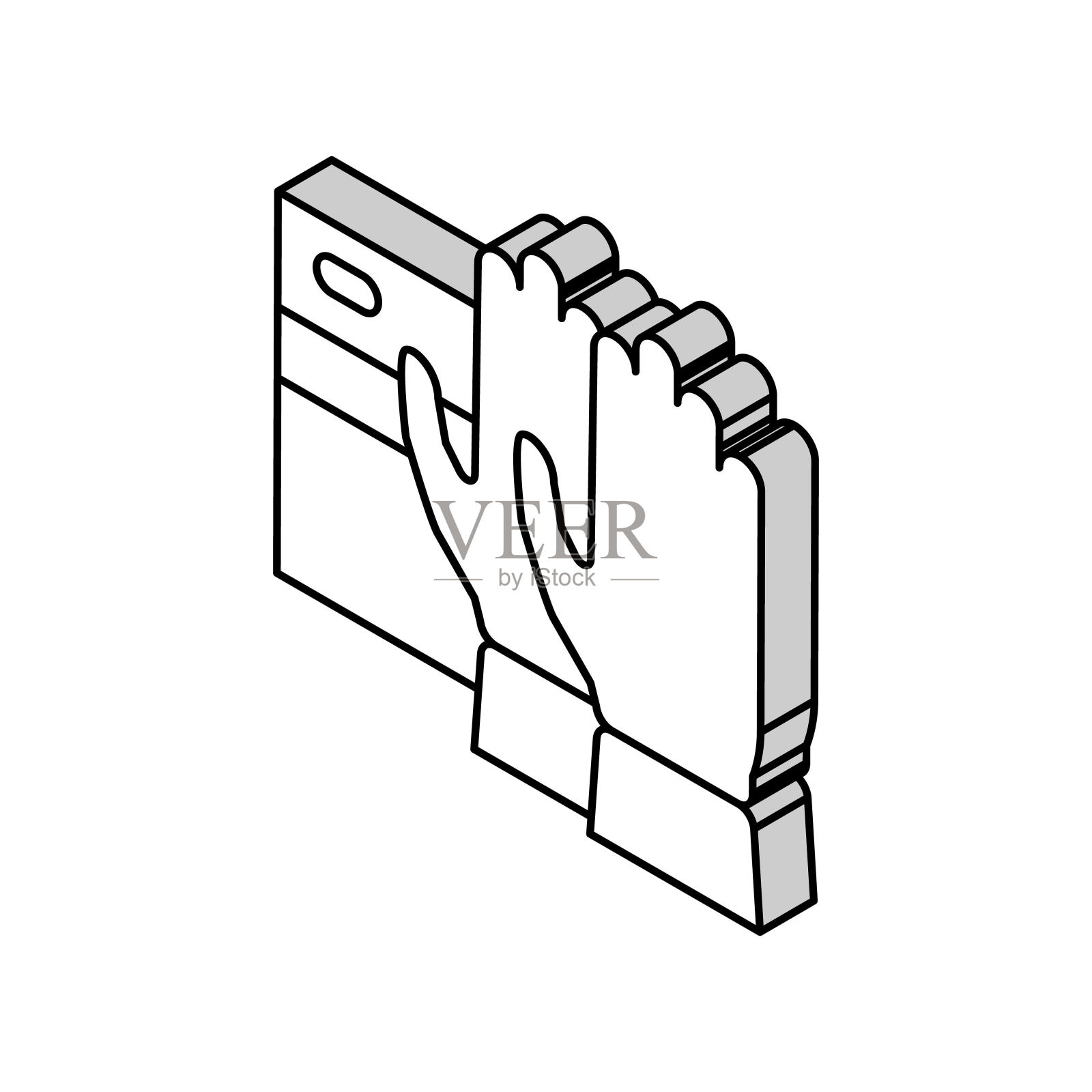 特殊手套水疗沙龙配件等距图标矢量插图插画图片素材