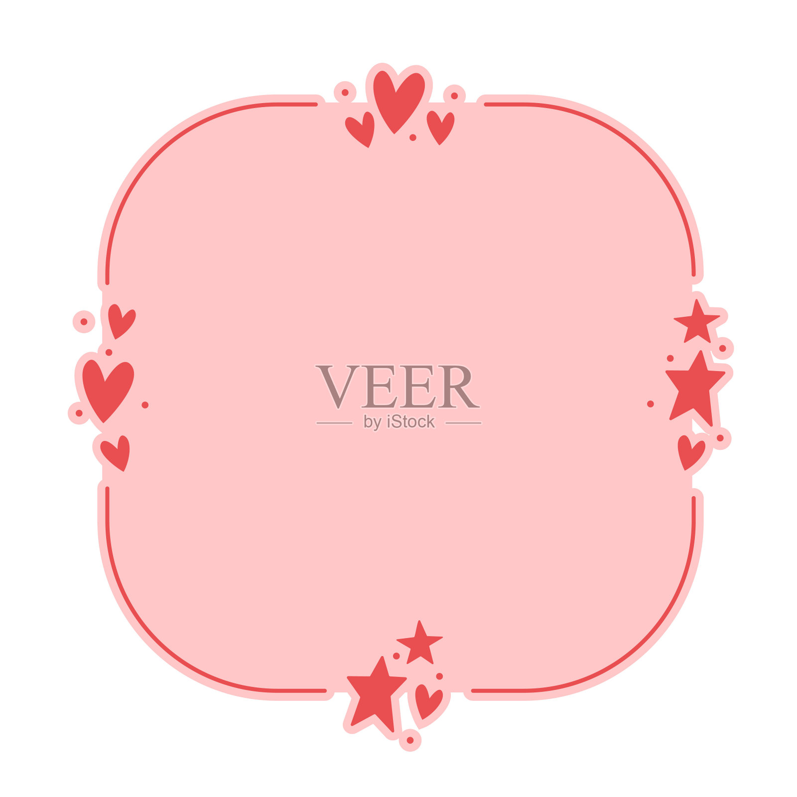 用心框。情人节圆形方形背景与心形图标。爱情和浪漫。插画图片素材