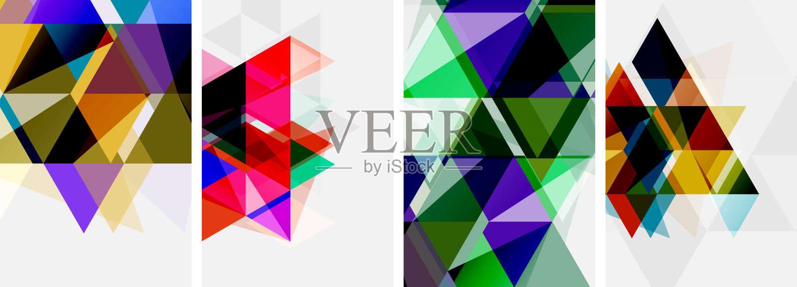 彩色明亮的三角形与各种颜色和透明度。矢量插图壁纸，横幅，背景，卡片，书籍插图，登陆页插画图片素材