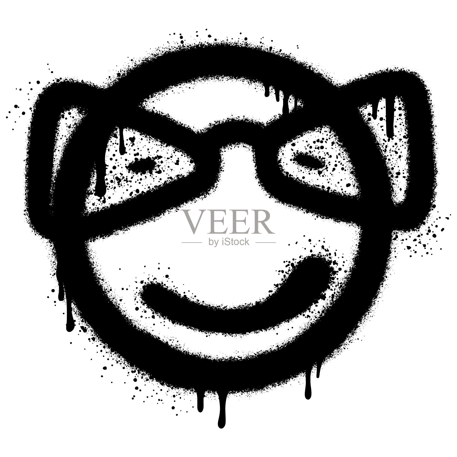 喷漆涂鸦笑脸表情。插画图片素材