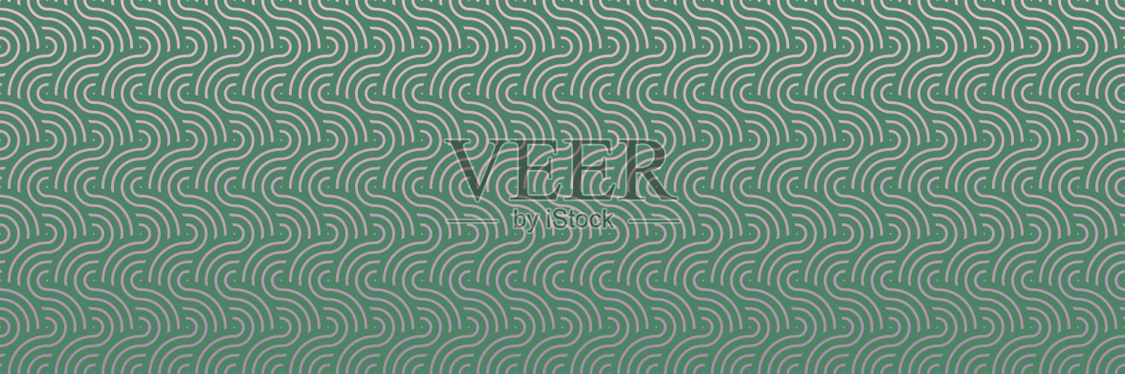 绿色波浪装饰:无缝的亚洲图案矢量传统节日背景和织物装饰插画图片素材