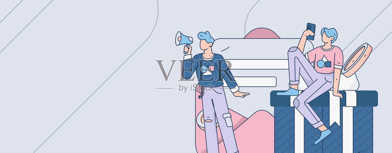 假日购物的人做电子商务网上购物平面矢量概念操作手绘插图插画图片素材