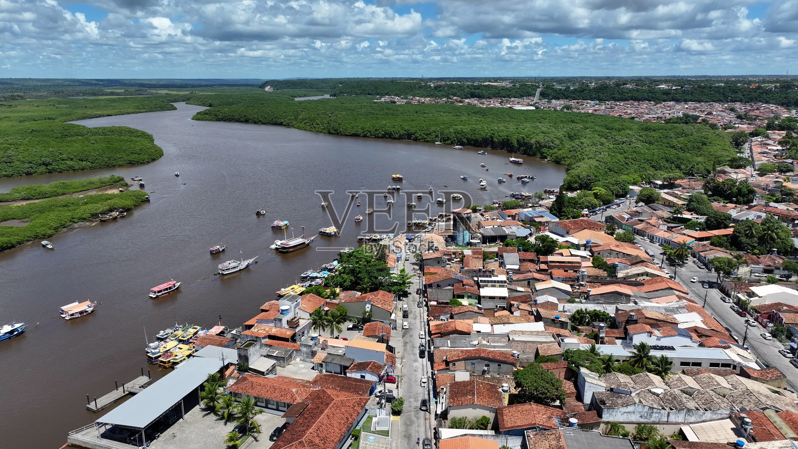 巴伊亚塞古罗港的布兰赫姆河。巴西发现海岸。照片摄影图片