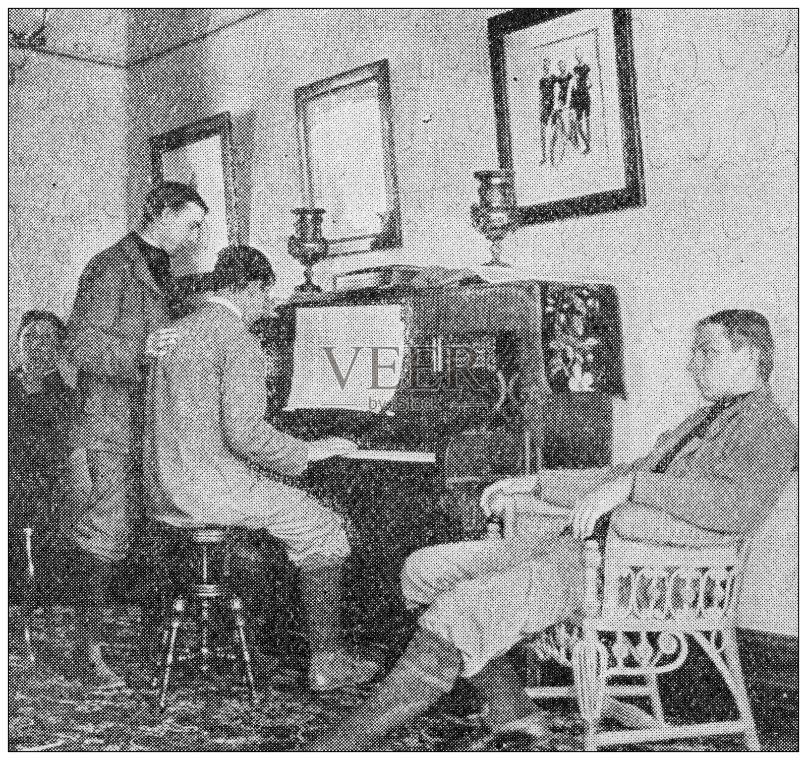 1897年的运动和消遣:纽约河滨自行车俱乐部插画图片素材