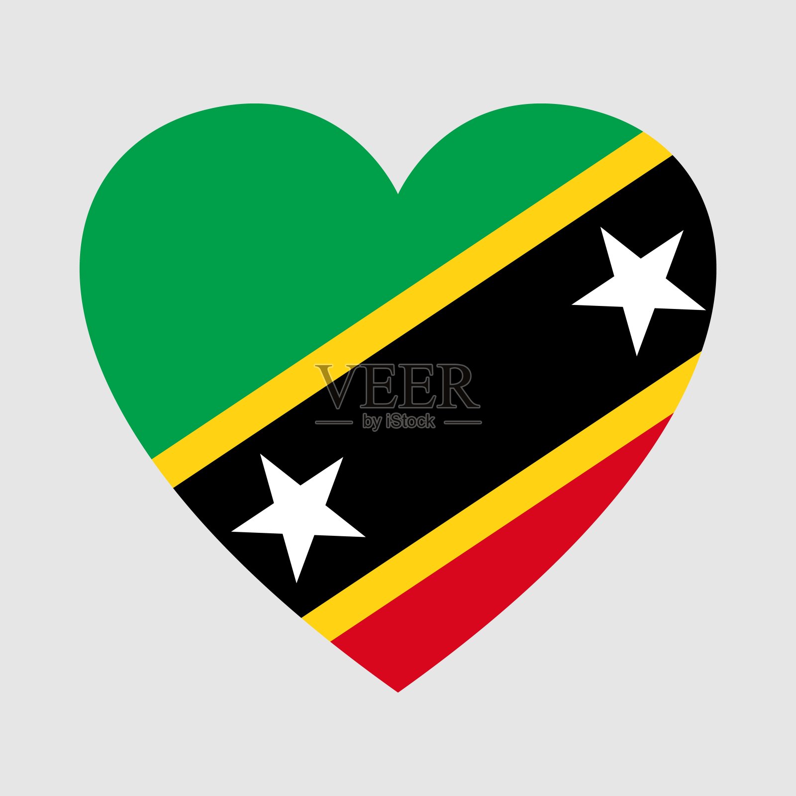圣基茨和尼维斯国旗。心的形状插画图片素材