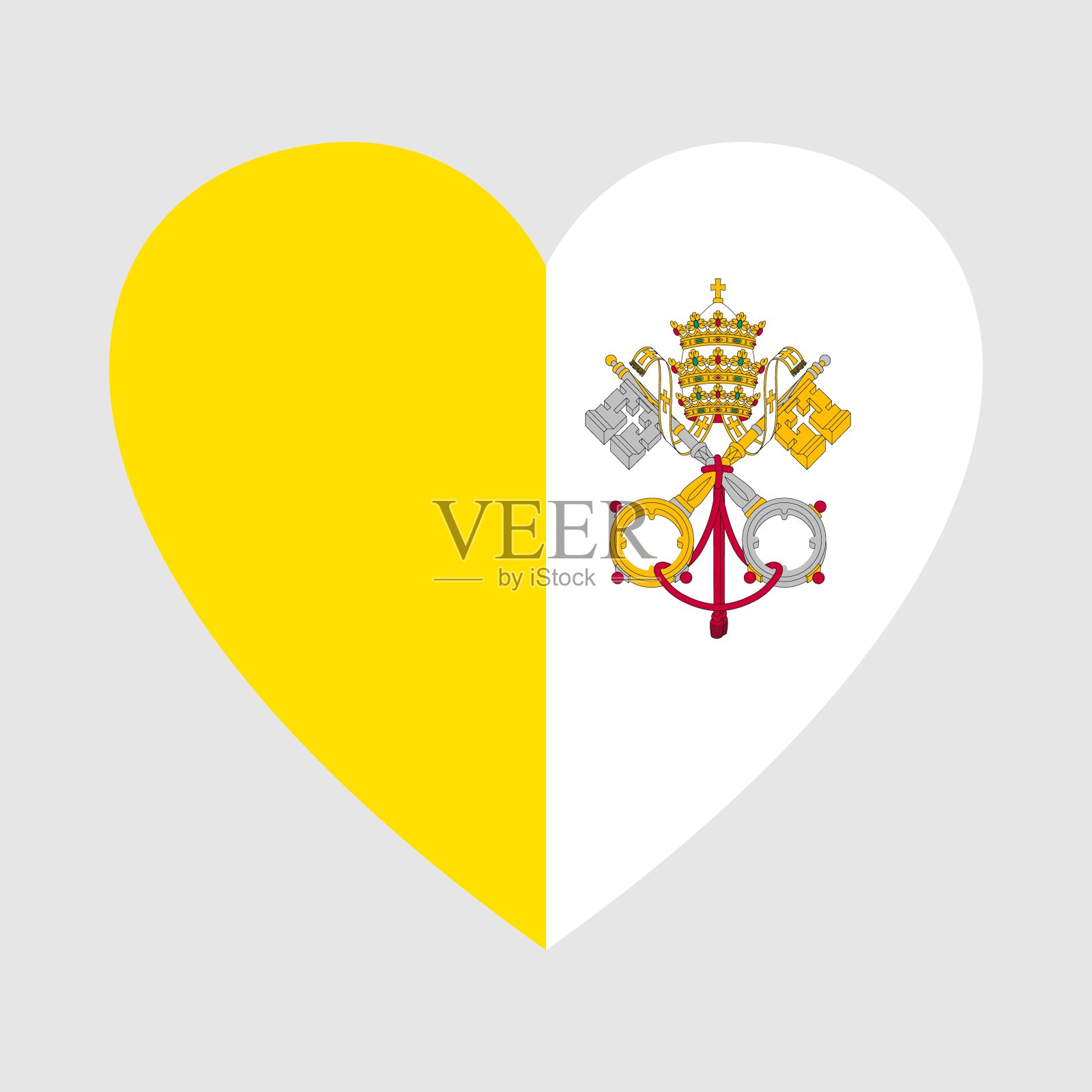 罗马教廷梵蒂冈城的国旗。心的形状插画图片素材