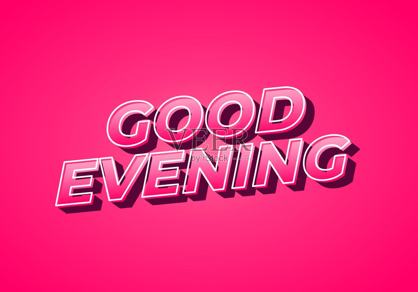 晚上好。文字效果在3D风格与眼睛捕捉颜色插画图片素材