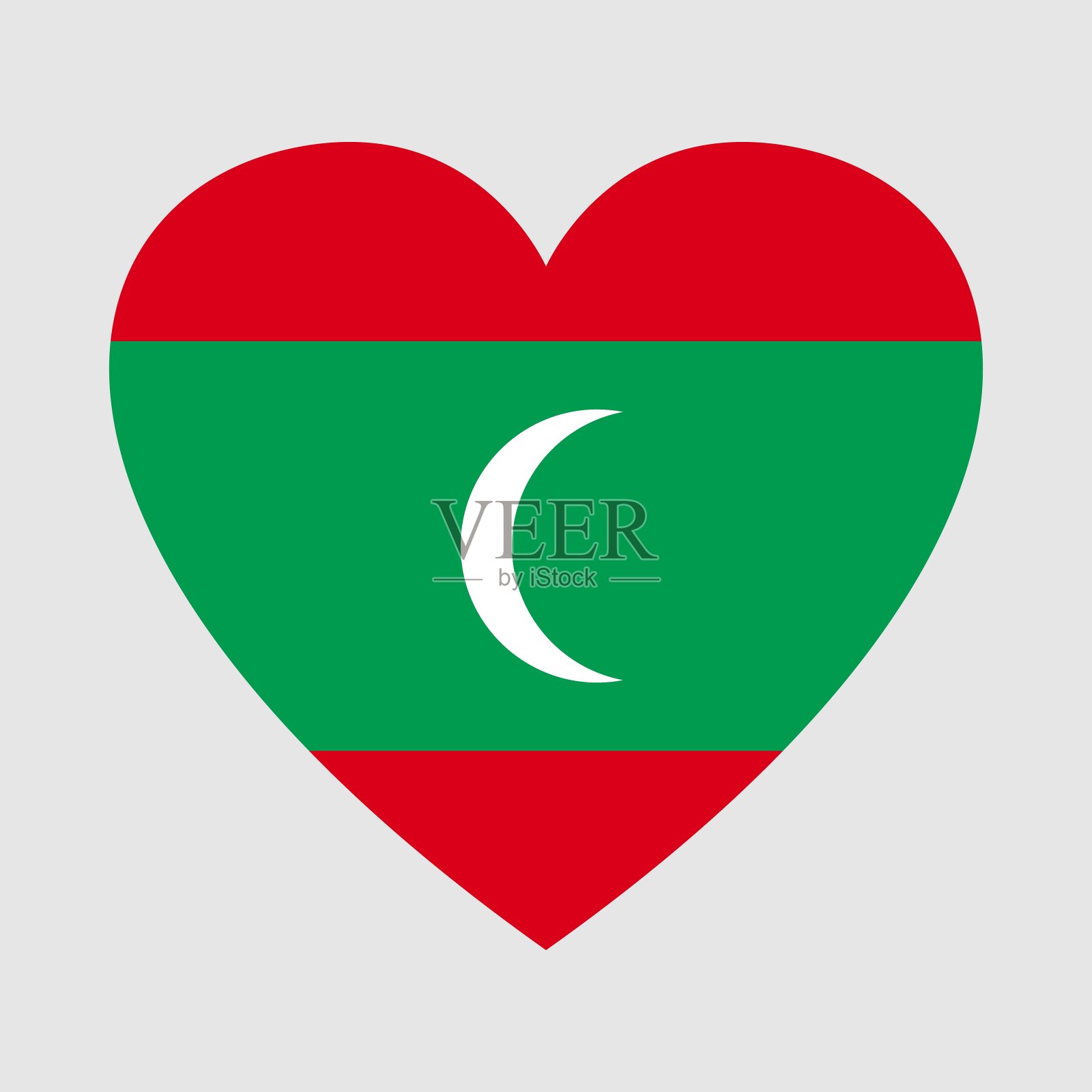 马尔代夫国旗。心的形状插画图片素材