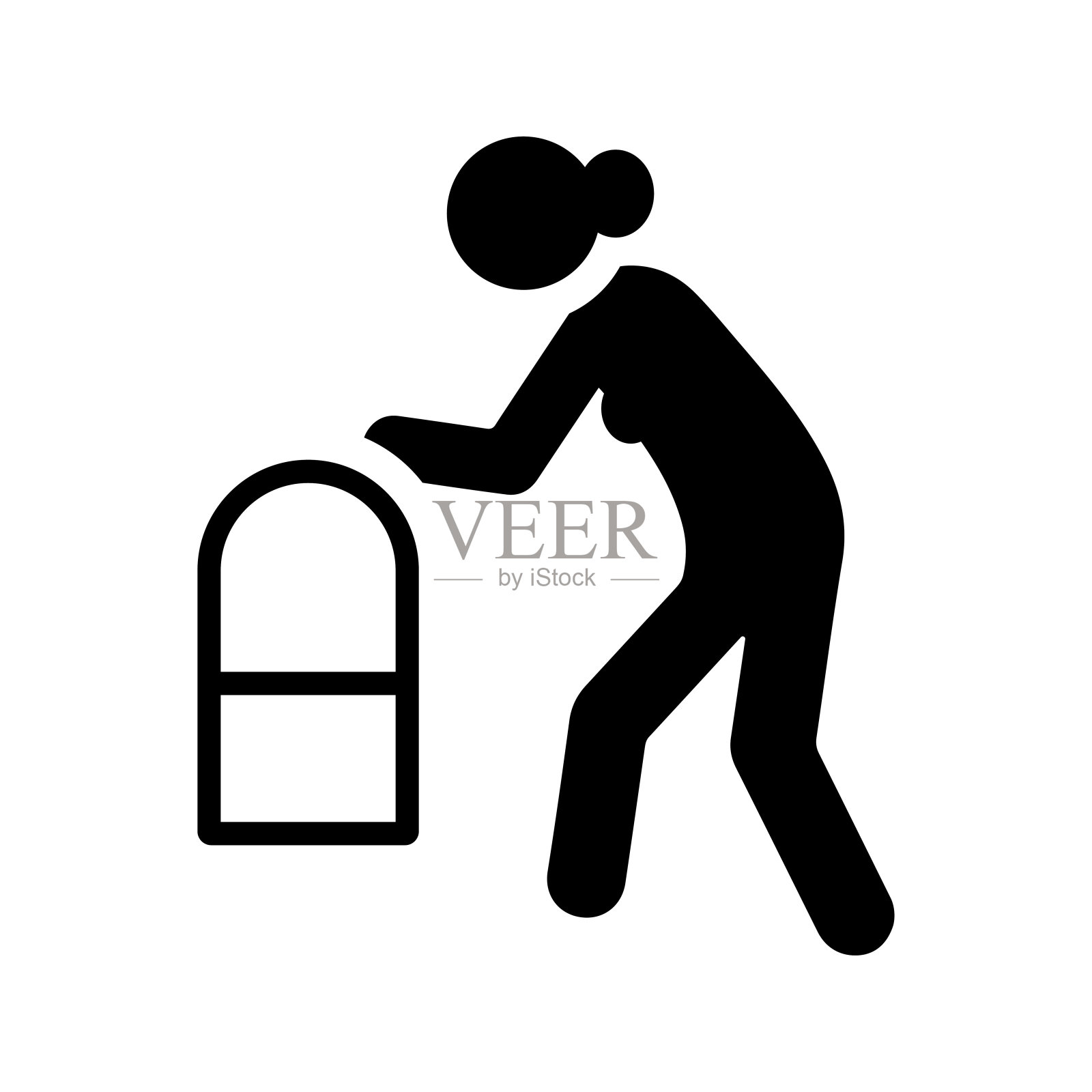 拄着拐杖走路的老年偶像。插画图片素材