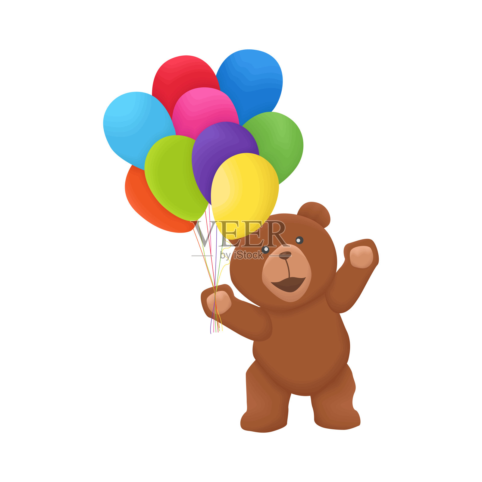 可爱的小熊抱着气球插画图片素材