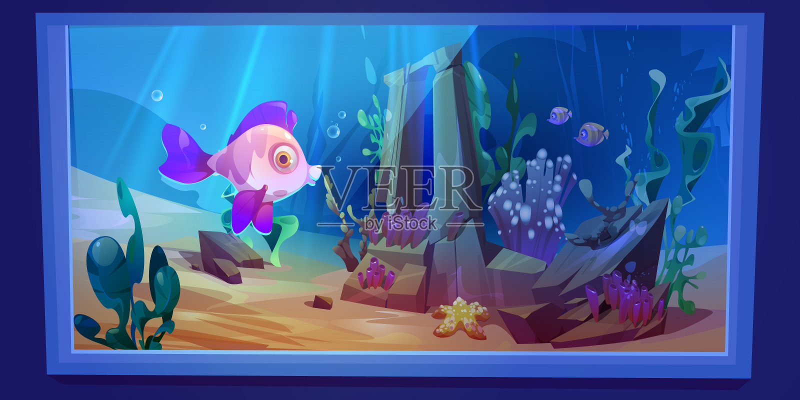 水族馆或海洋馆的沙底插画图片素材