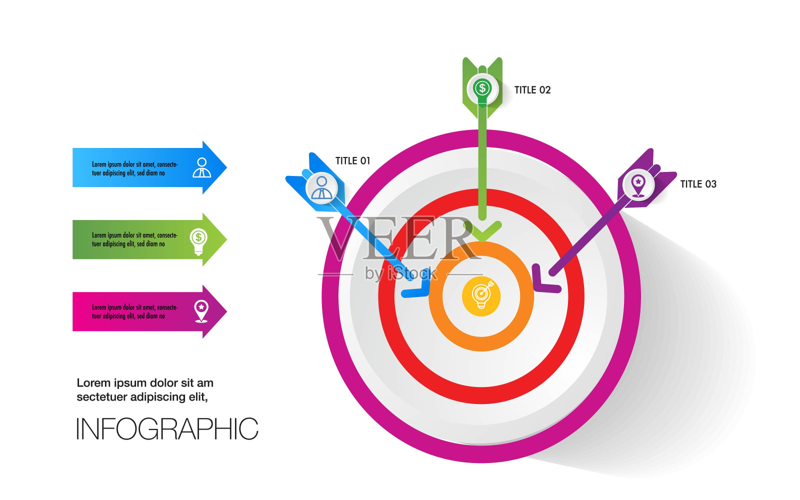 信息图模板，图表目标和磁性插画图片素材