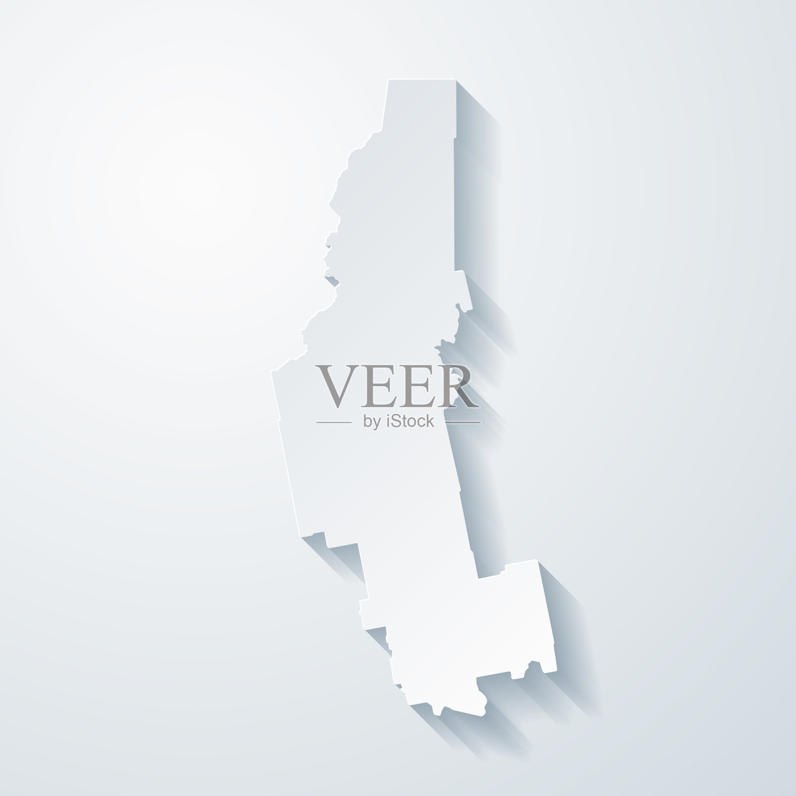 萨默塞特县，缅因州。地图与剪纸效果的空白背景插画图片素材