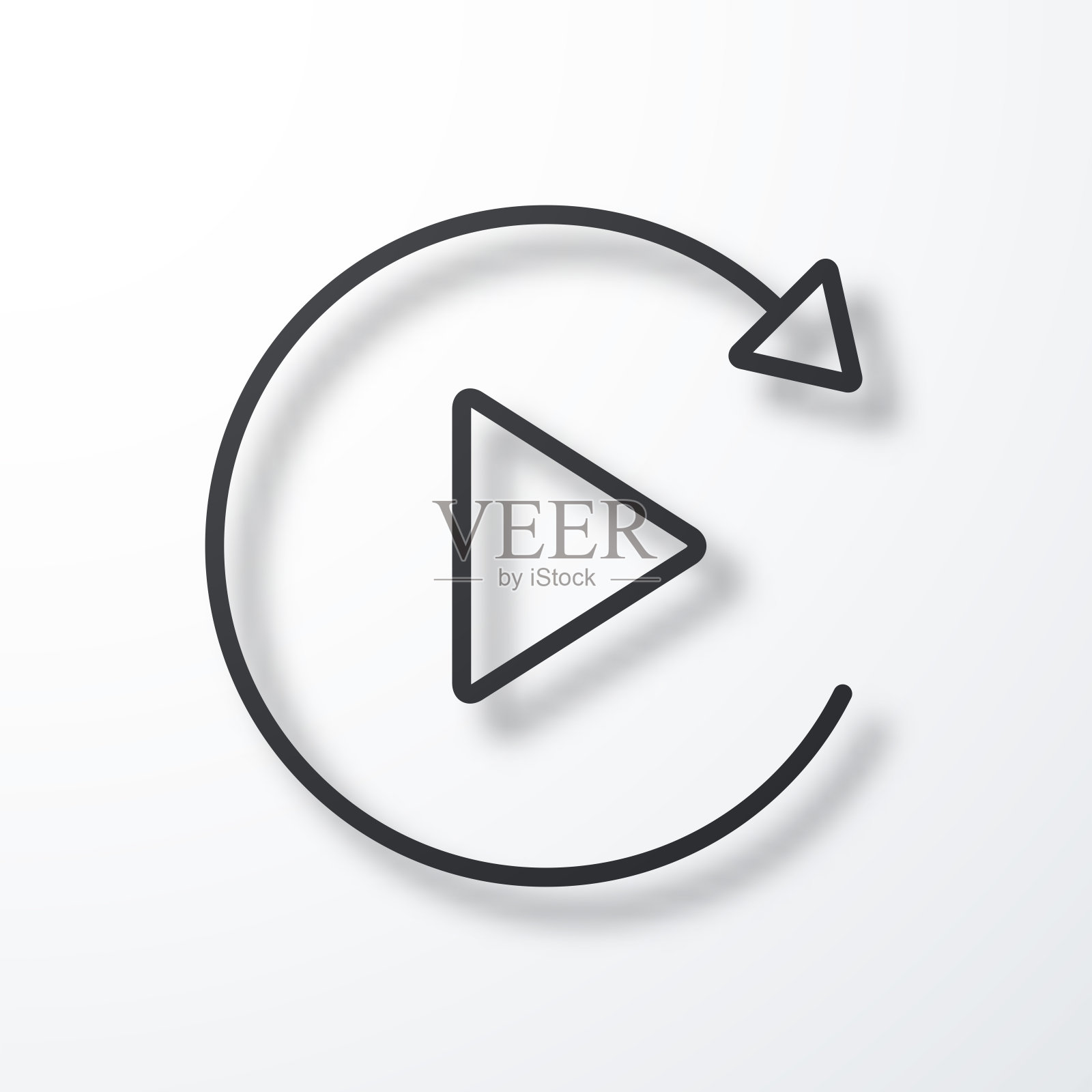 重播。线图标与阴影在白色背景插画图片素材